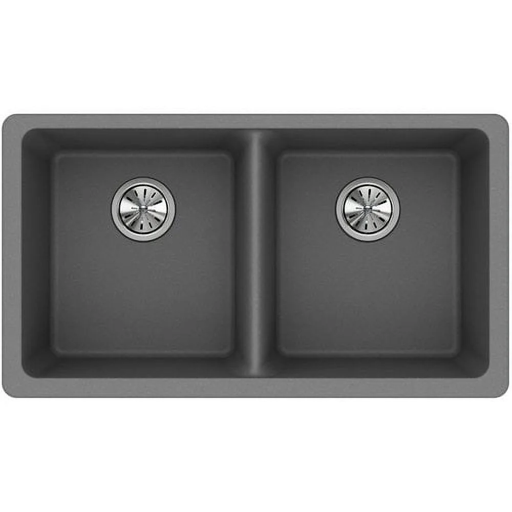 Elkay ELGU3322 White Granite Composite 33in Rectangle Double Bowl Undermount Sink