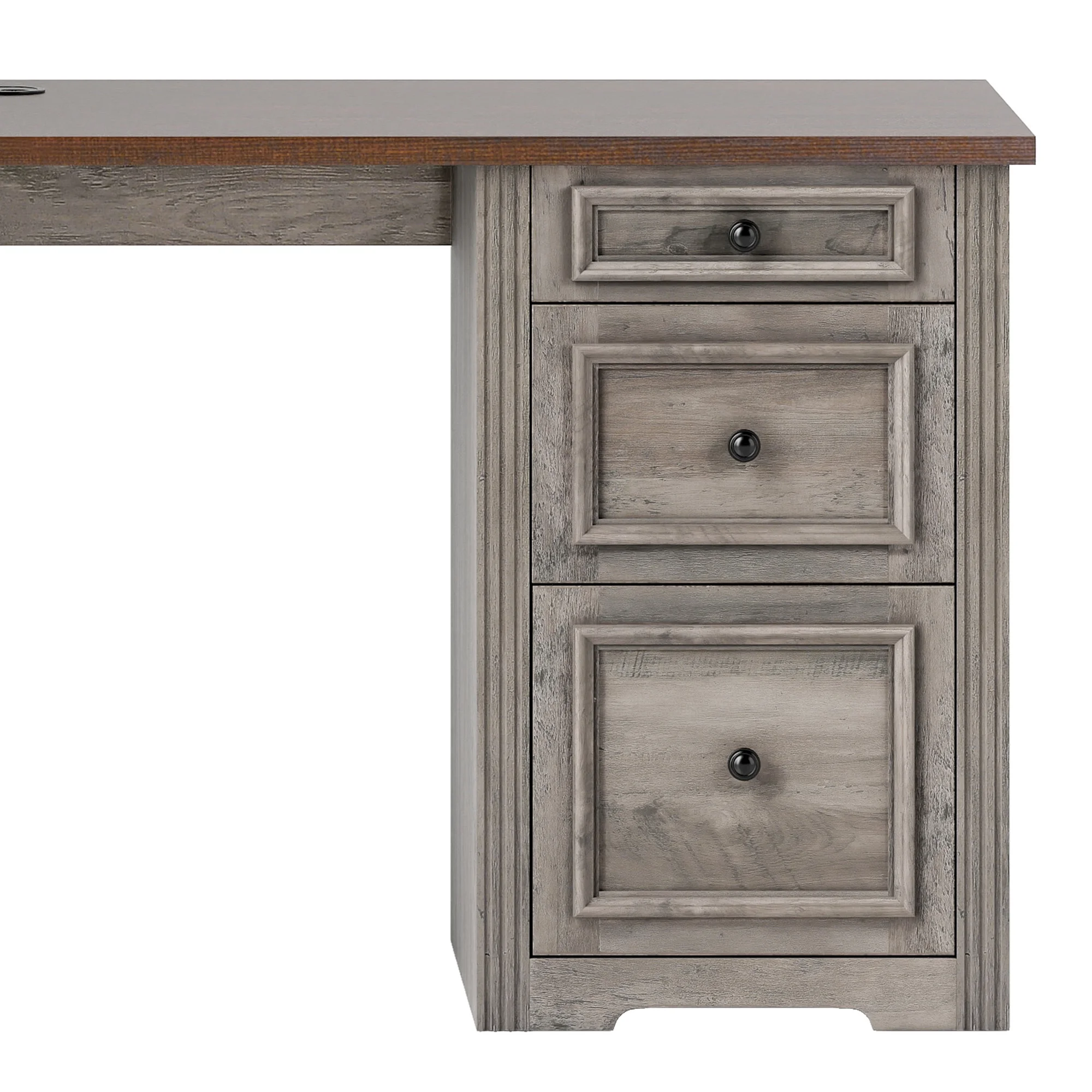 Craftian Executive Desk with Hutch, L Shape Computer Desk, Wood Office Desk with Storage Cabinet, White