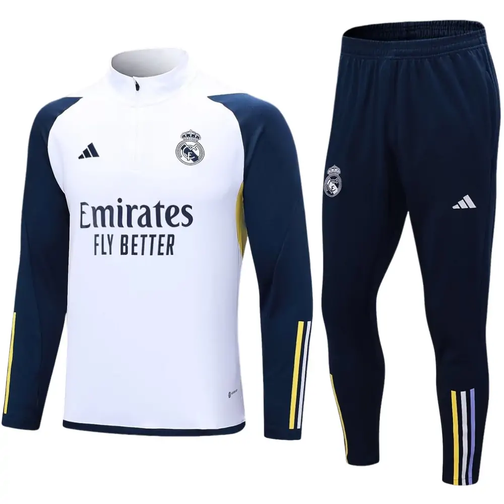 2023/2024 Real Madrid half-pull training uniform white suit 1:1 Thai quality suit