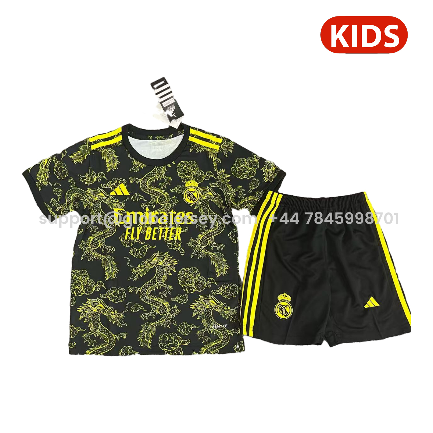 Real Madrid 25-26 Yellow Dragon Yellow Logo Black Special Kids Kit