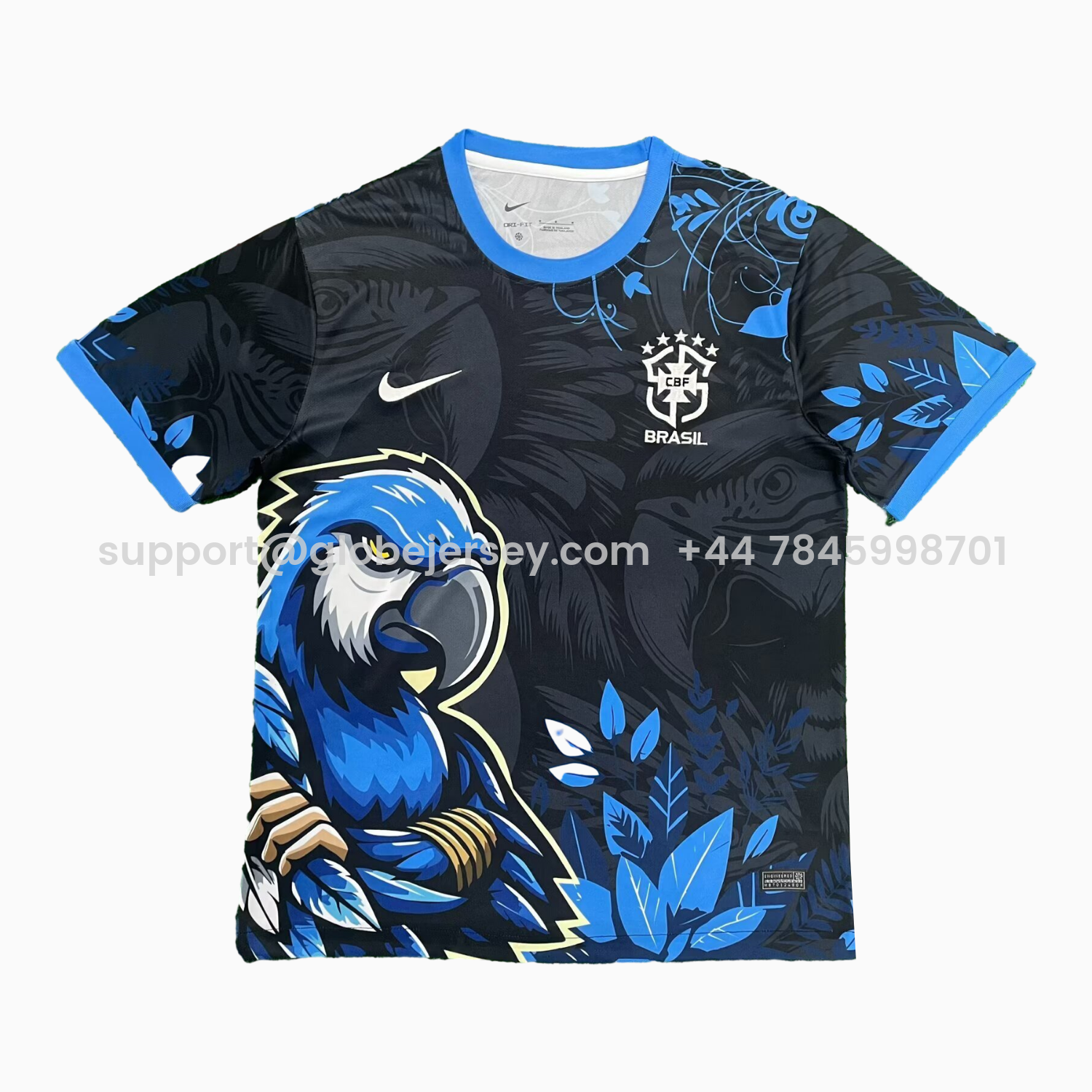 Brazil 25-26 Serious Blue Parrot Black Jersey - Fans Version