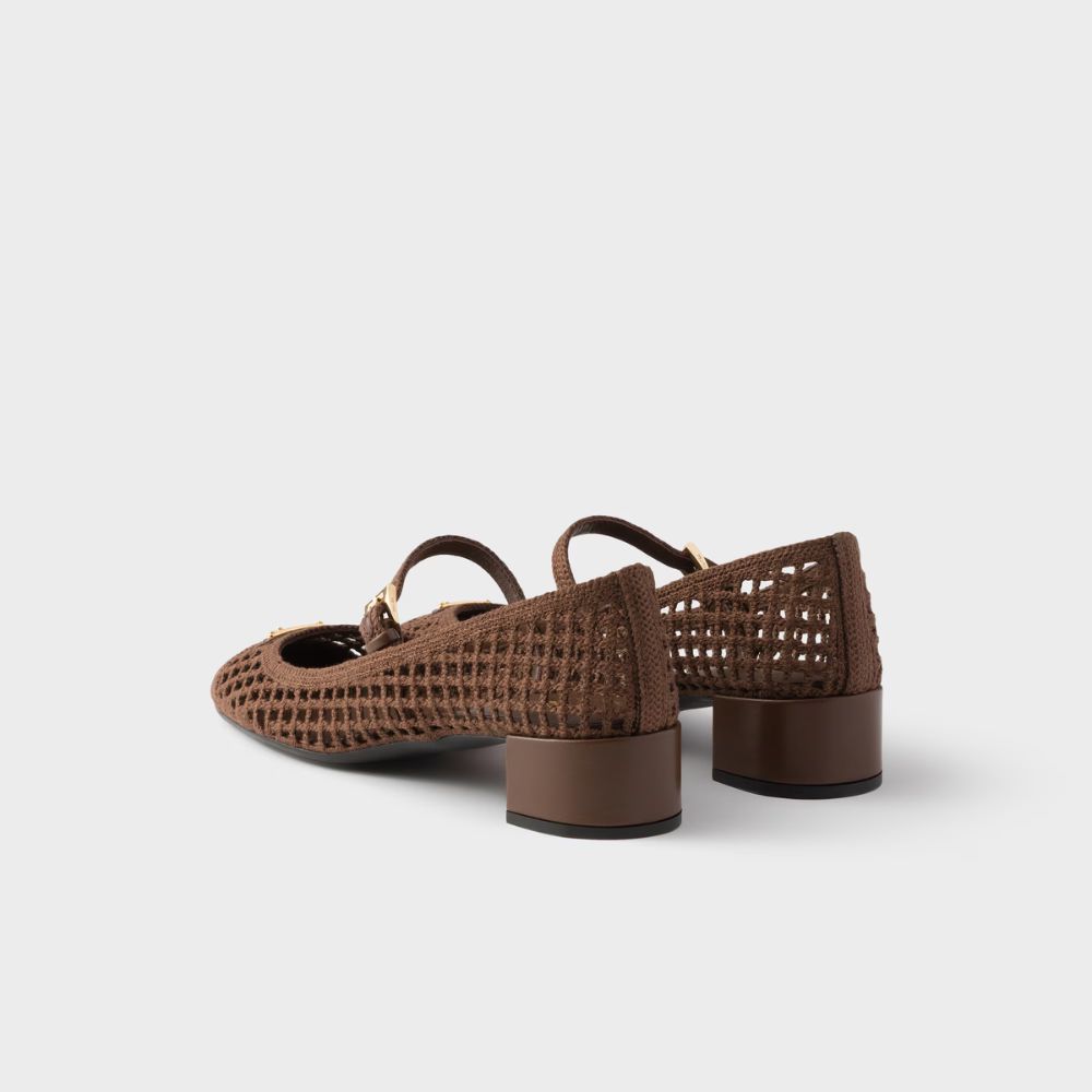 Prada Crochet Pumps Cocoa Brown 35mm