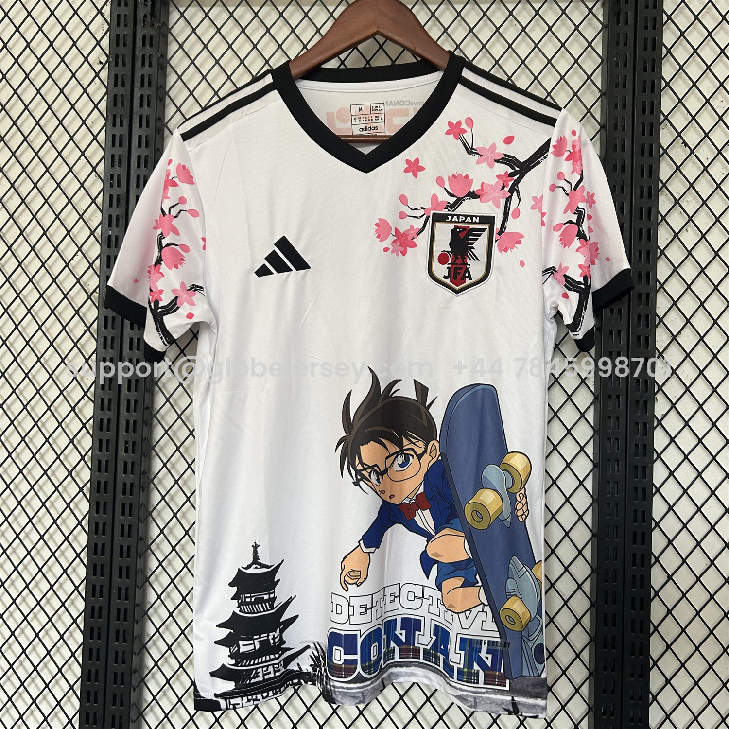 Japan 25-26 Conan Skateboarding Under The Cherry Blossom Tree White Special Jersey - Fans Version