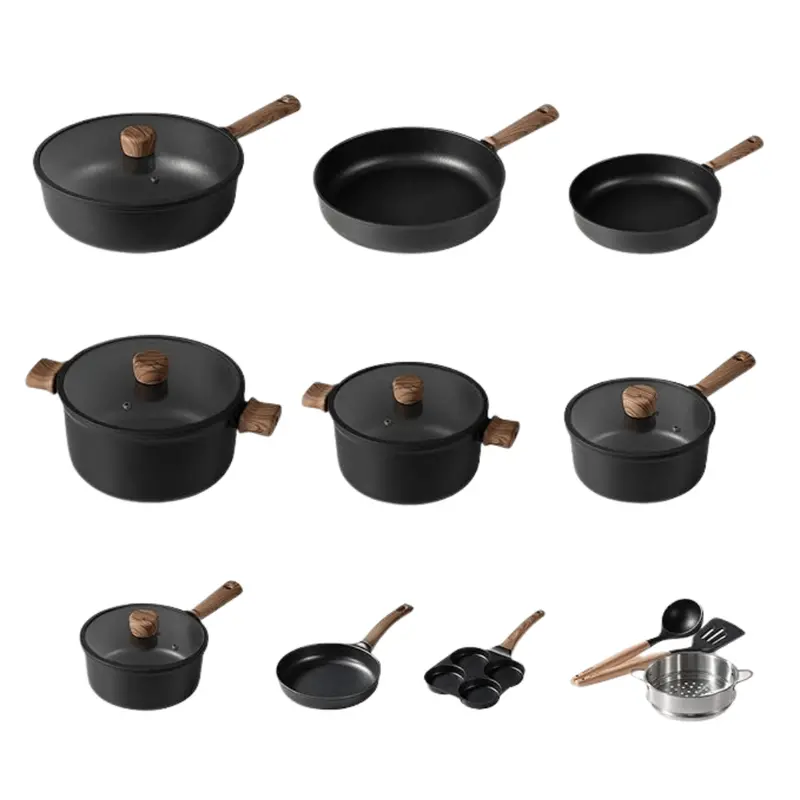 17-Piece Titanium-Reinforced Nonstick Cookware Set with Tempered Glass Lids