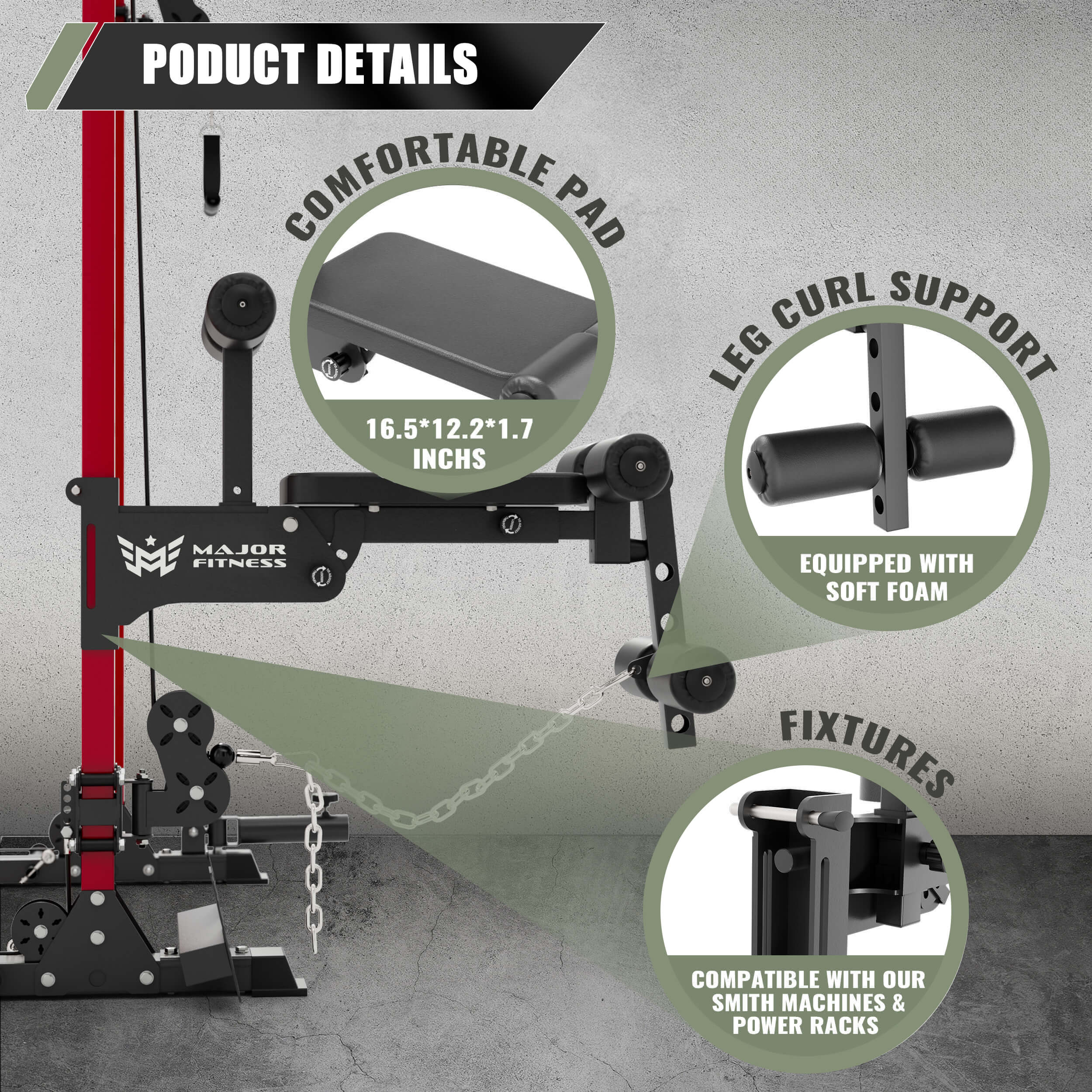Major Fitness Rack Mounted Leg Extension