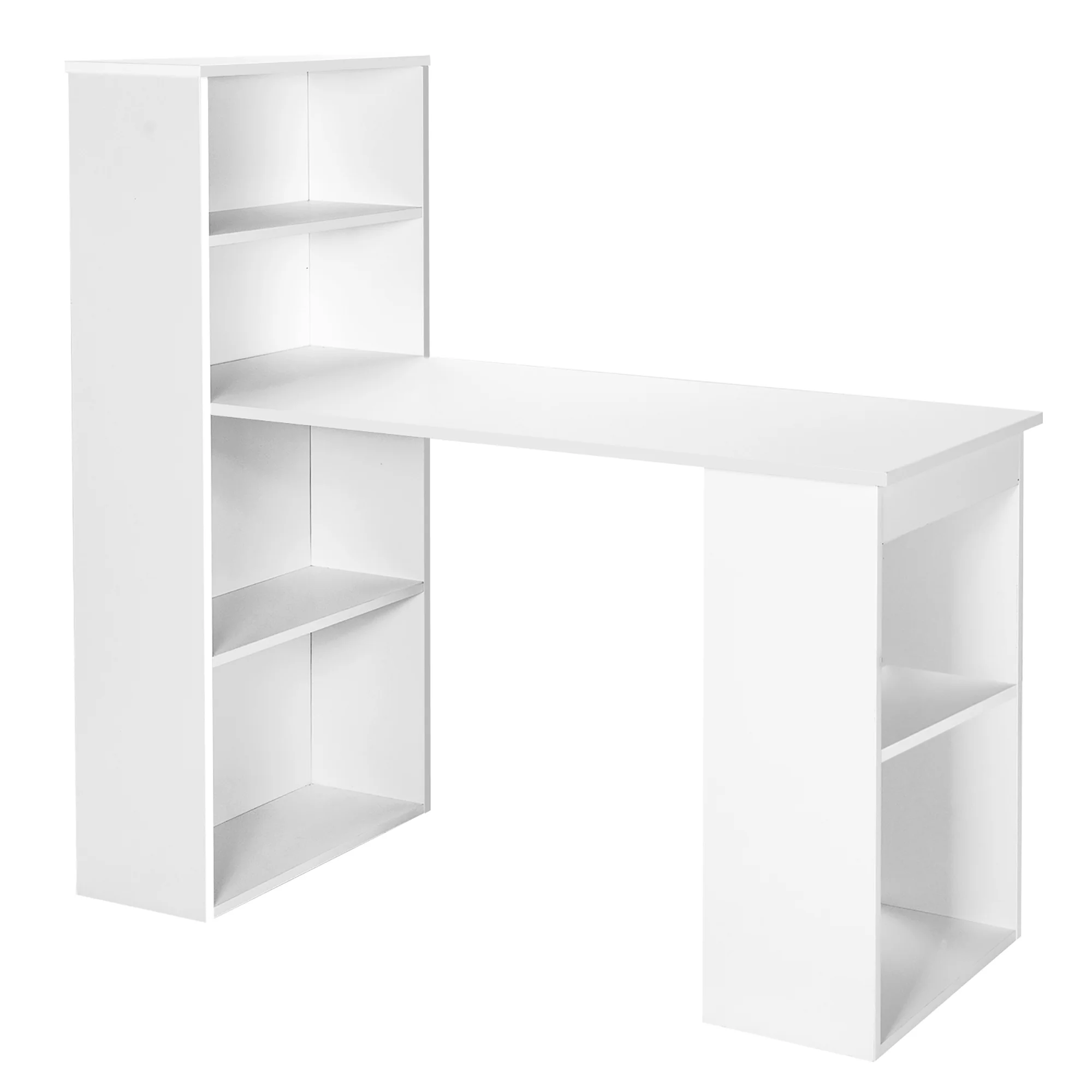 Costway Computer Desk Writing  Workstation Office 6-Tier Storage Shelves Natural