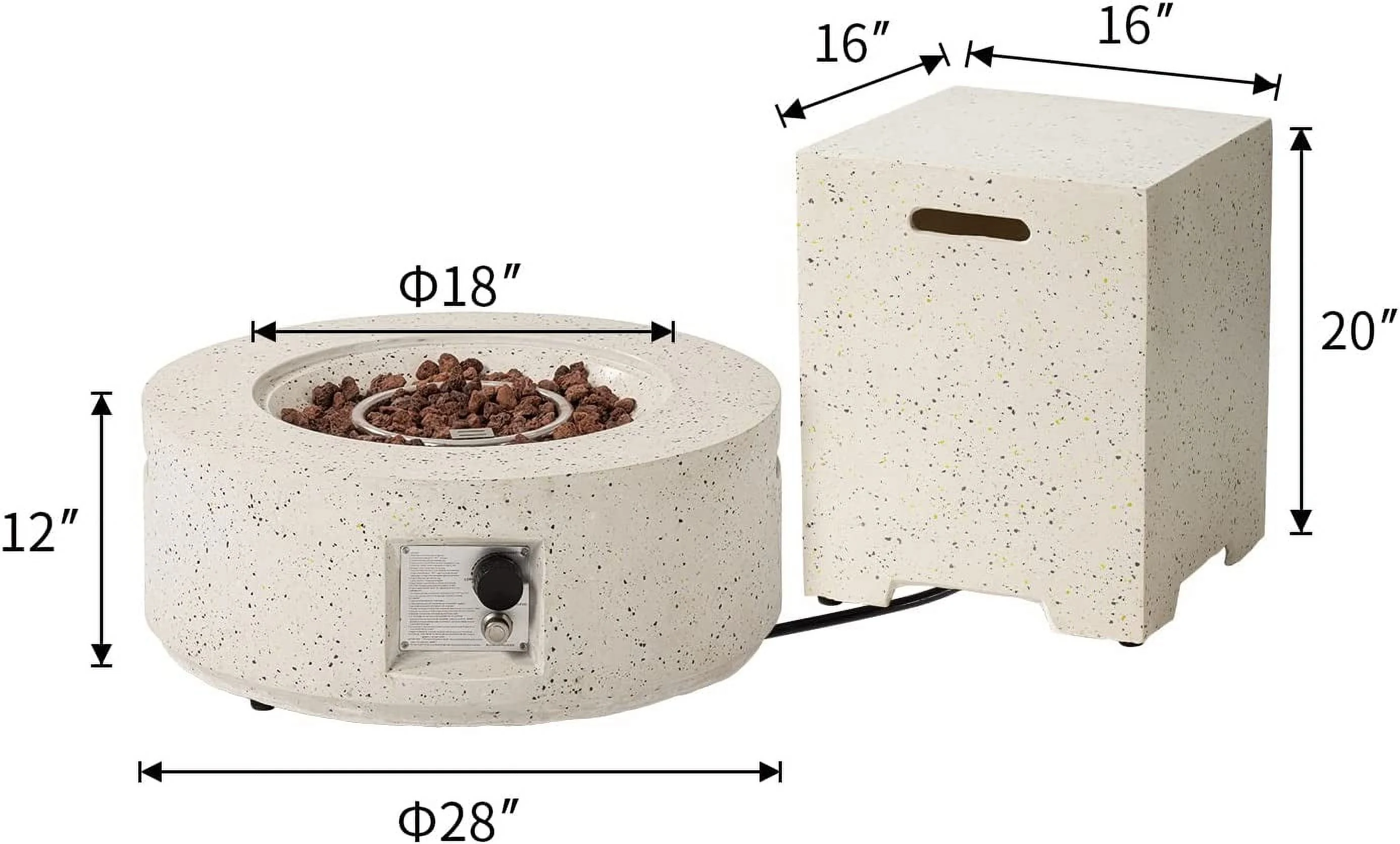 COSIEST 40,000 BTU Outdoor Camping Bonfire 28-inch Round Propane Fire Pit Table Set with Stainless steel