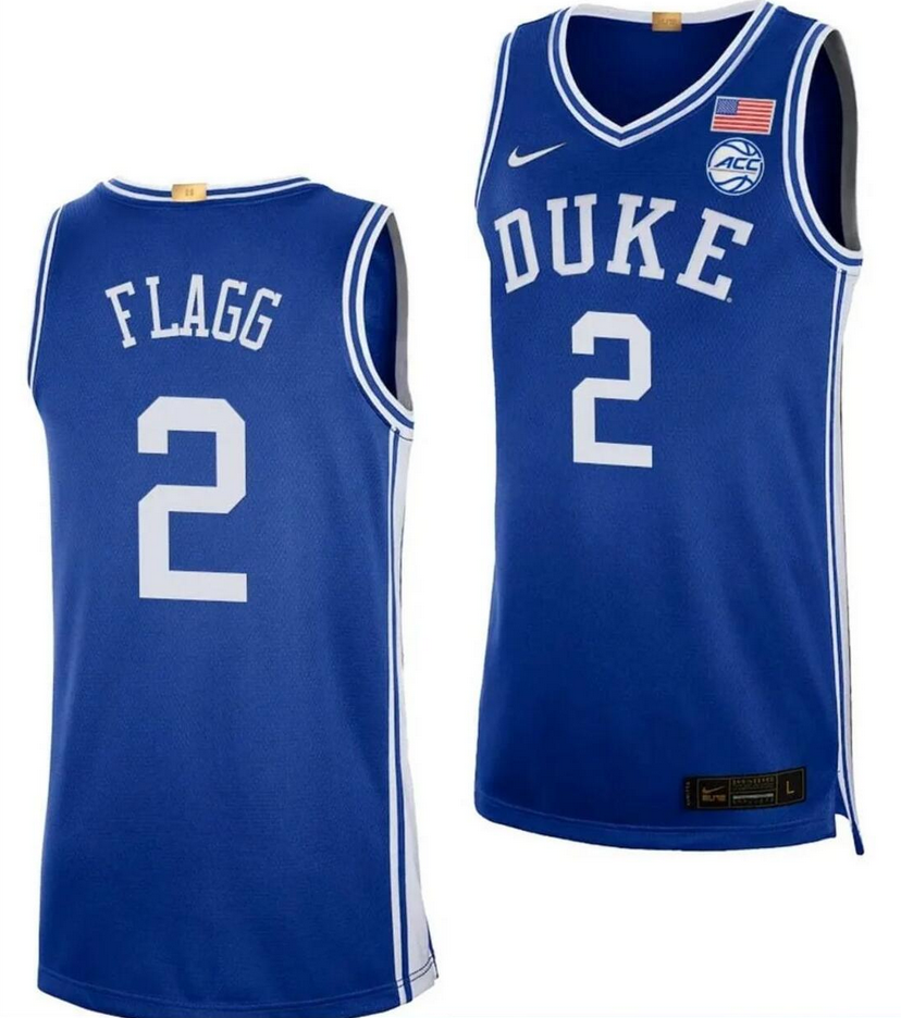 Cooper Flagg Jersey #2 Duke Blue Devils College Basketball Royal- BLUE
