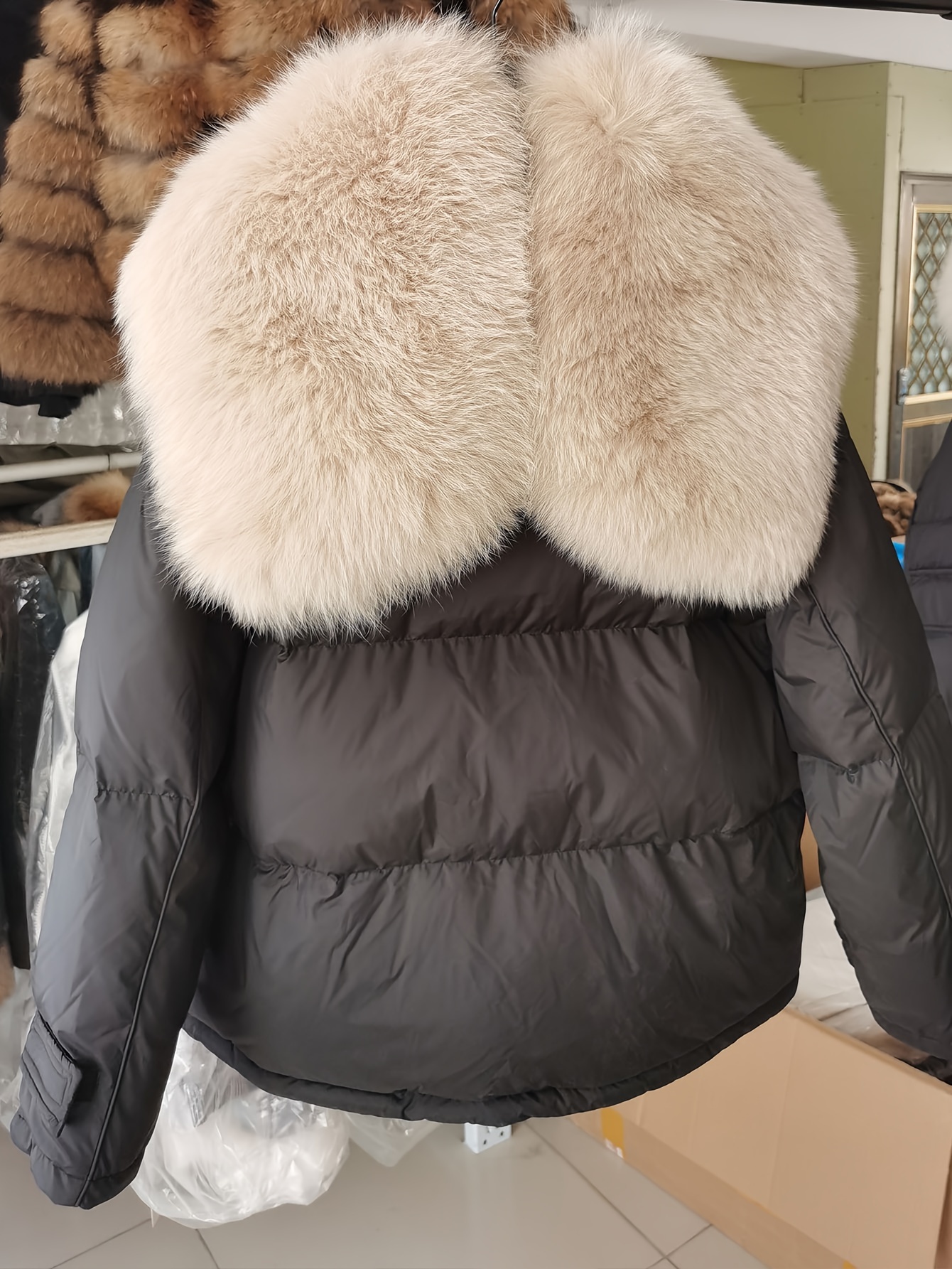 Plus Size Fur Trim Neck Down Jacket, Casual Long Sleeve Zipper Down Jacket For Winter, Women’s Plus SizeClothing