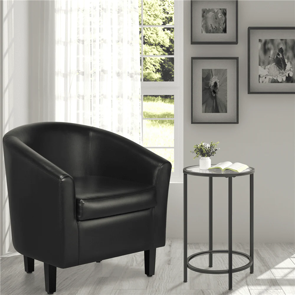 Yaheetech Faux Leather Accent Arm Chair For Living Room, Black