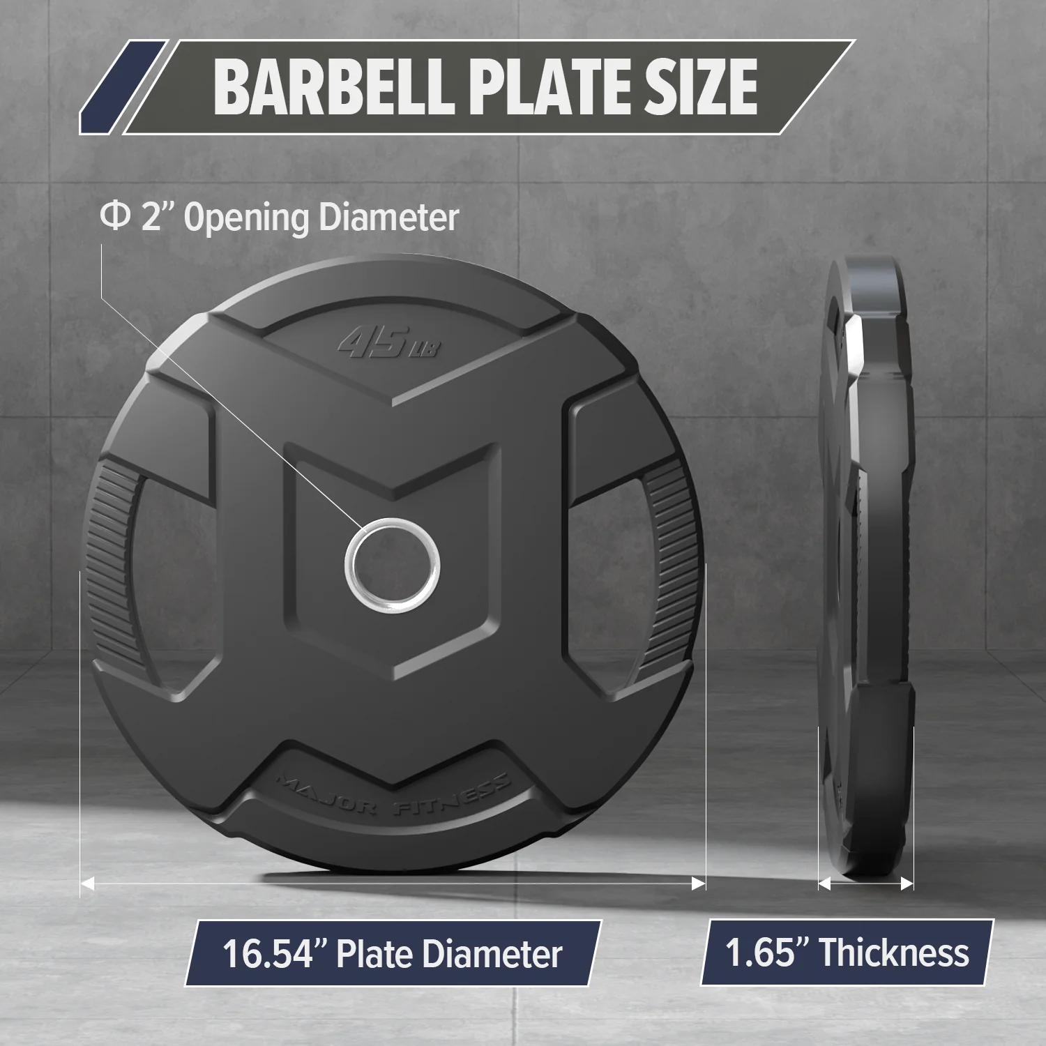 Major Fitness Rubber Coated Olympic Cast Iron Grip Plates