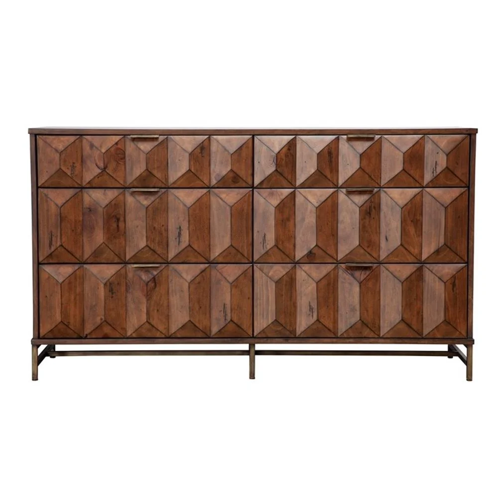 Home Square 2-Piece Set with Trig Queen Panel Bed & 6 Drawer Dresser