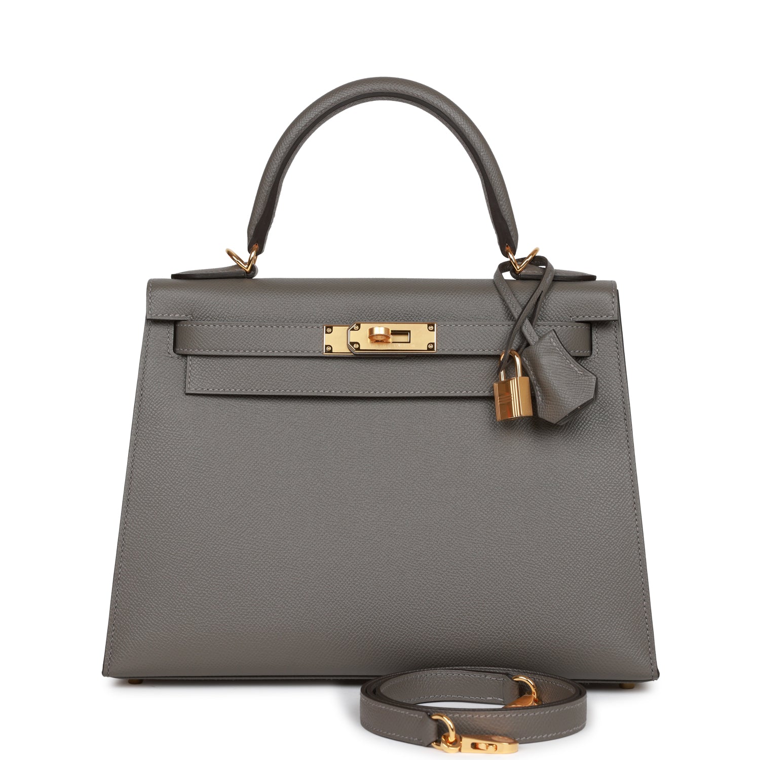Kelly Sellier 28 Gris Meyer Epsom Gold Hardware