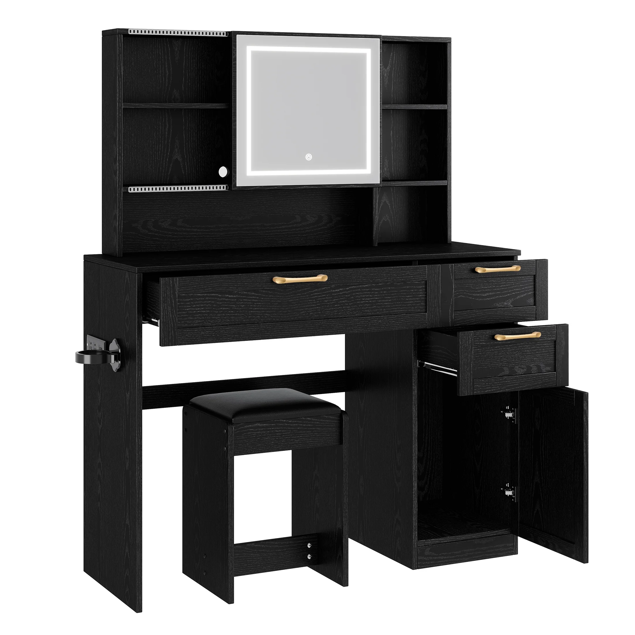 SESSLIFE 41''Vanity Set with Charging Station, Large Makeup Desk with LED Sliding Mirror, 3 Lighting Modes Adjustable Brightness, Makeup Dressing Table Set for Adults,Women, White