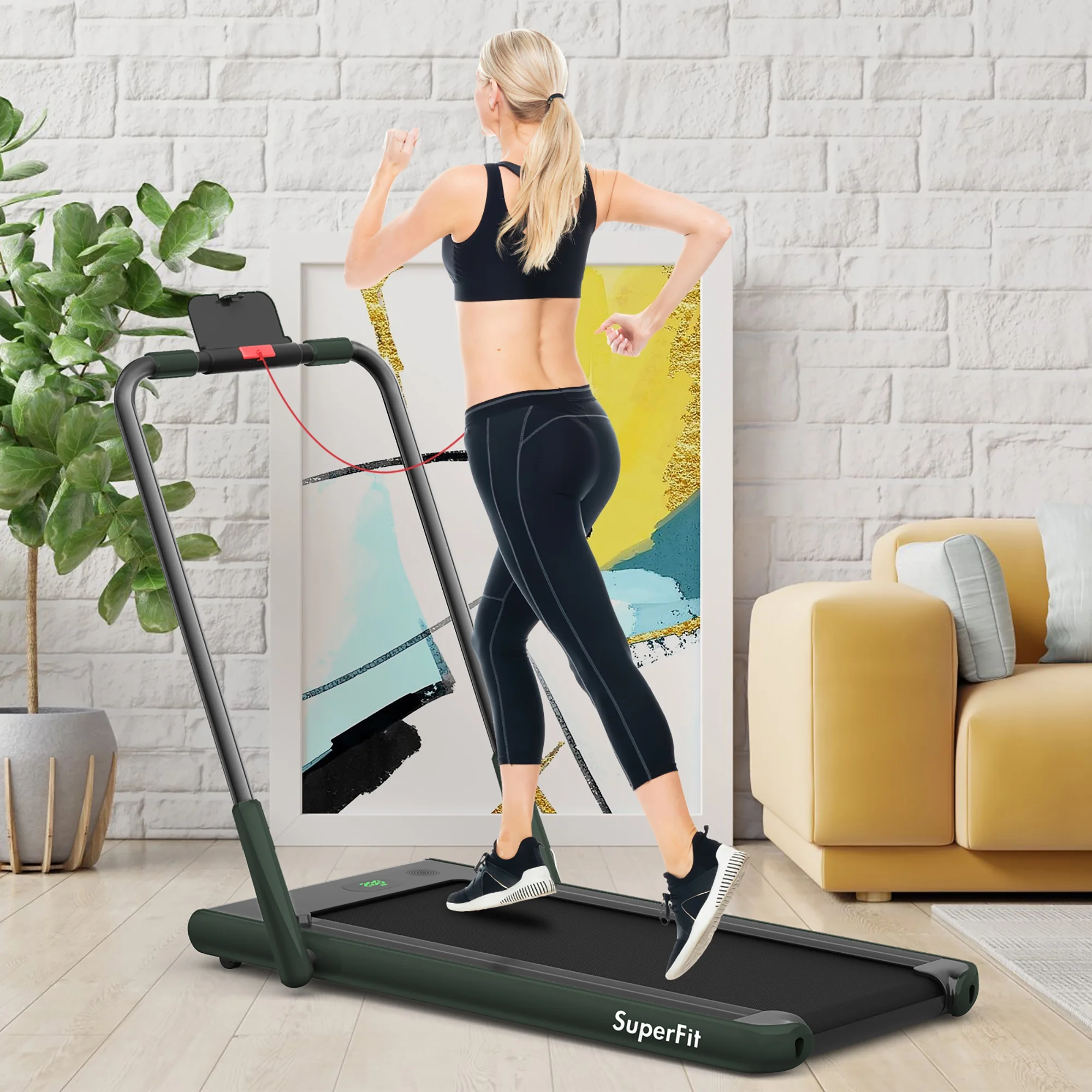 SuperFit Up To 7.5MPH 2.25HP 2-in-1 Folding Under Desk Treadmill W/Speaker Controller APP, Single Display Screen Silver