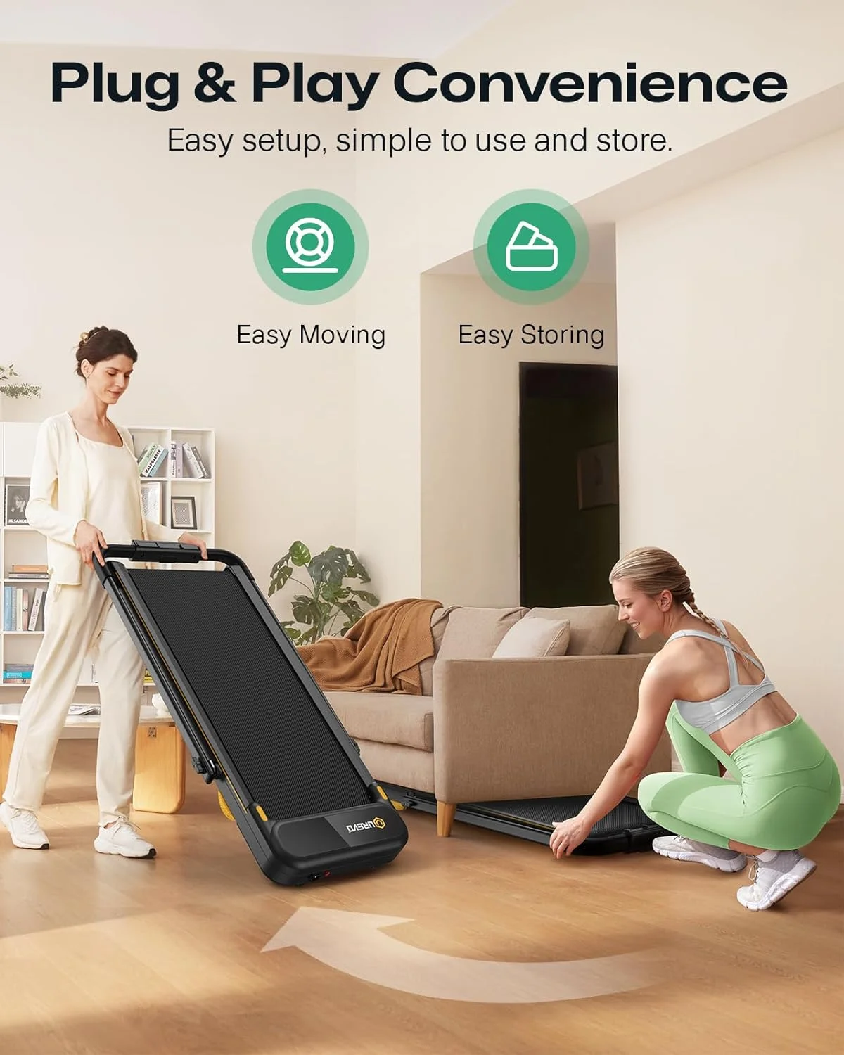 UREVO Spacewalk E1L Smart Walking Pad, Compact Under Desk Treadmill with Double Shock Absorption, Quiet Operation, Workout APP with Track Insights and MIIT Mode, Remote or APP Control for Home Office