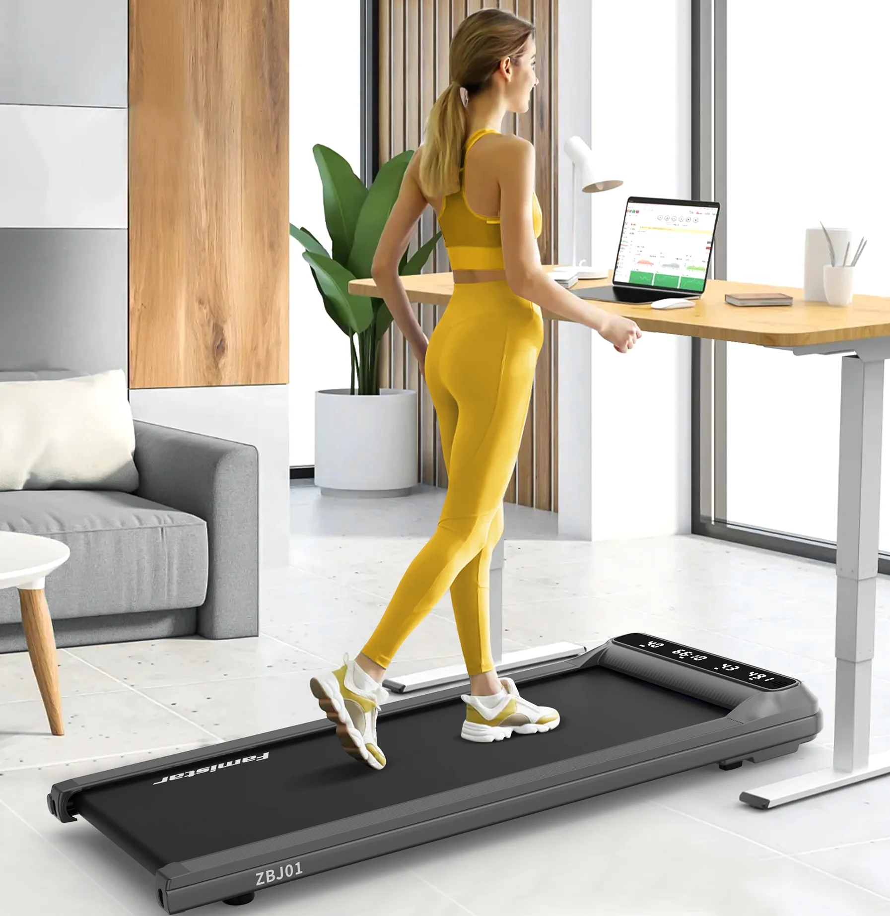 2.5HP Treadmill Walking Pad, Famistar 2-in-1 Portable Electric Exercise Treadmill, Under Desk Treadmill with Remote Control, 265LB Capacity, HiFi Bluetooth Speaker, 0.5-4Mph Speed, for Home & Office