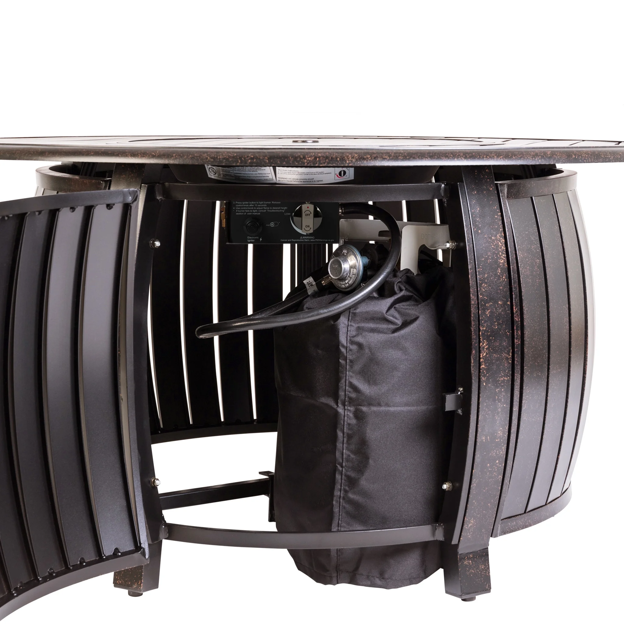 Fire Sense Copper Aluminum Gas Fire Pit Table Multi-Functional with Fire Bowl Lid, Bronze Finish-44