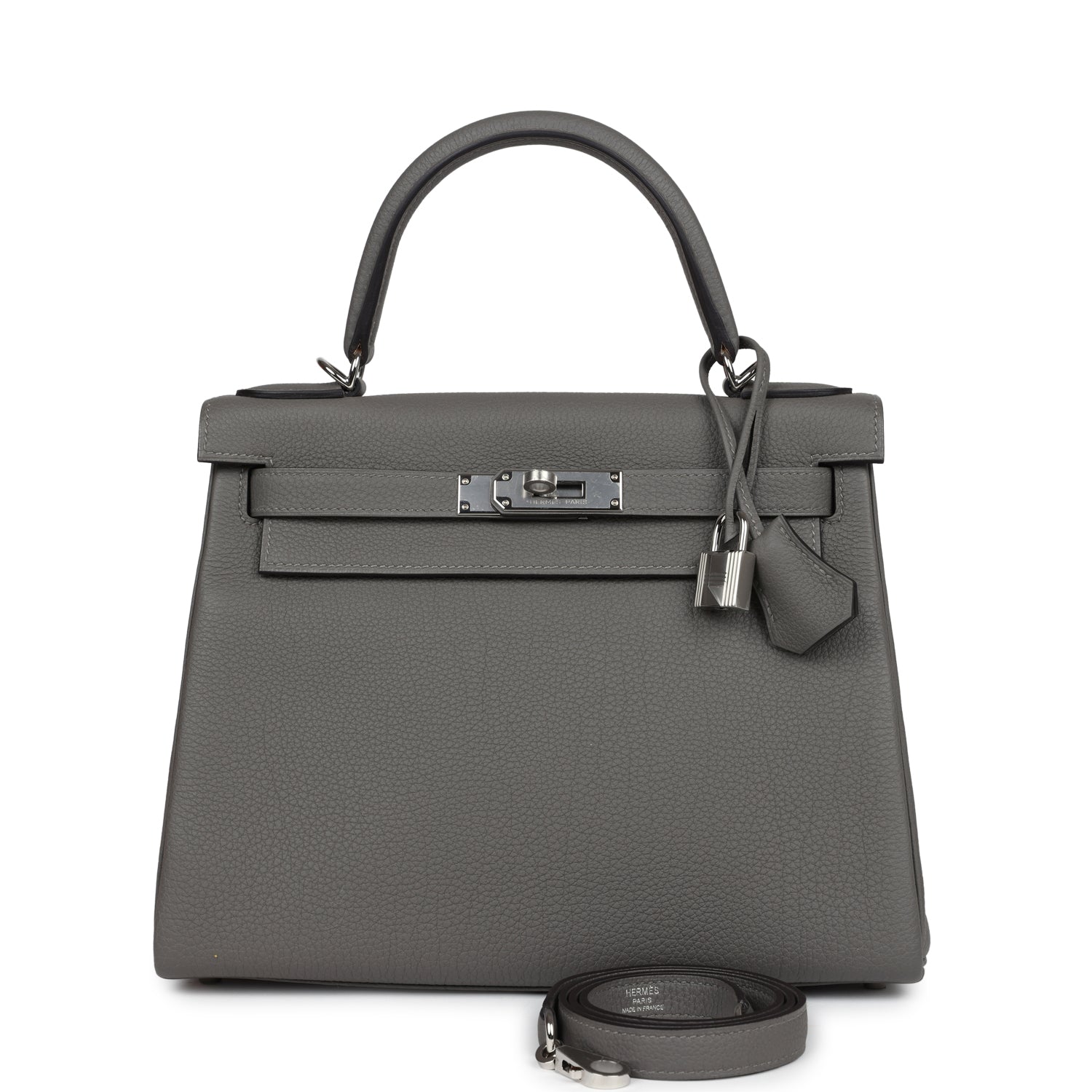 Kelly Retourne 28 Gris Meyer Togo Palladium Hardware