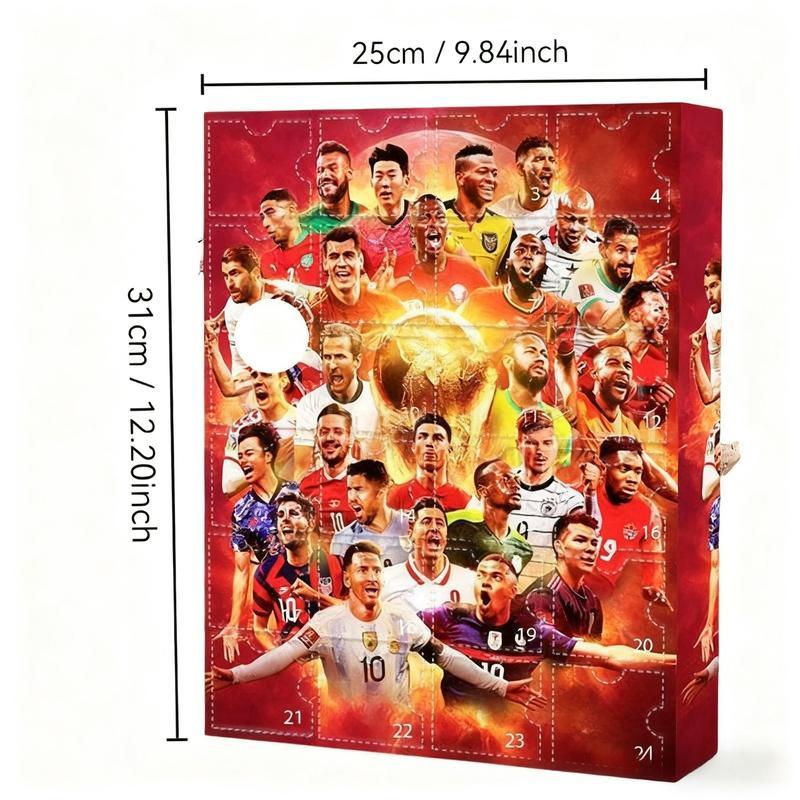 1 set of World Cup arrival calendar, World Cup football blind box, fun character desktop display, perfect holiday gift