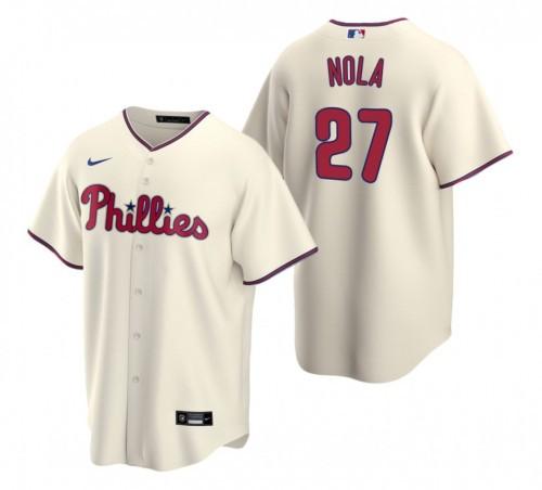 Mens Philadelphia Phillies Aaron Nola Cool Base Replica Jersey Cream