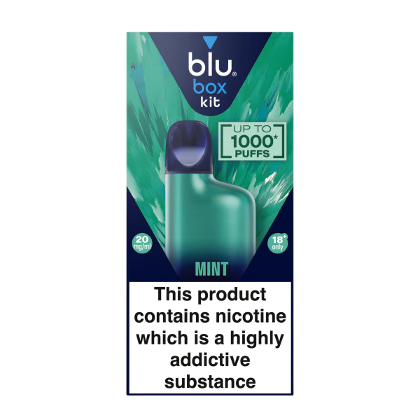 blu box kit Recharchable Device + Mint Vape Pod 2ml 20mg/ml Nicotine