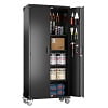 Aobabo Metal Storage Cabinet with Lock,Garage Storage Cabinet with Wheels,72In Steel Storage Cabinet for Garage Home Storage, Black Required-Assembly