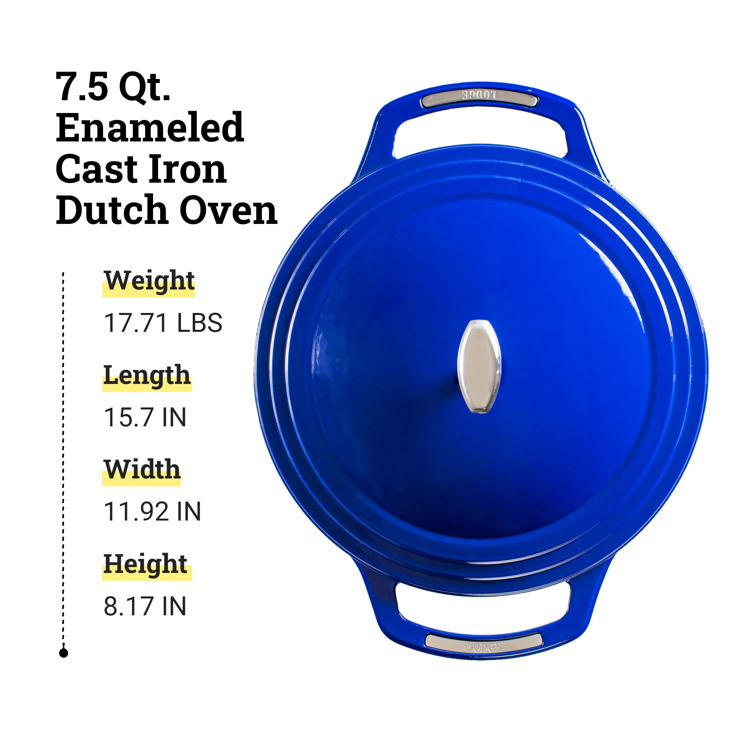 Lodge USA Enamel Dutch Oven, 7.5 qt., Blue