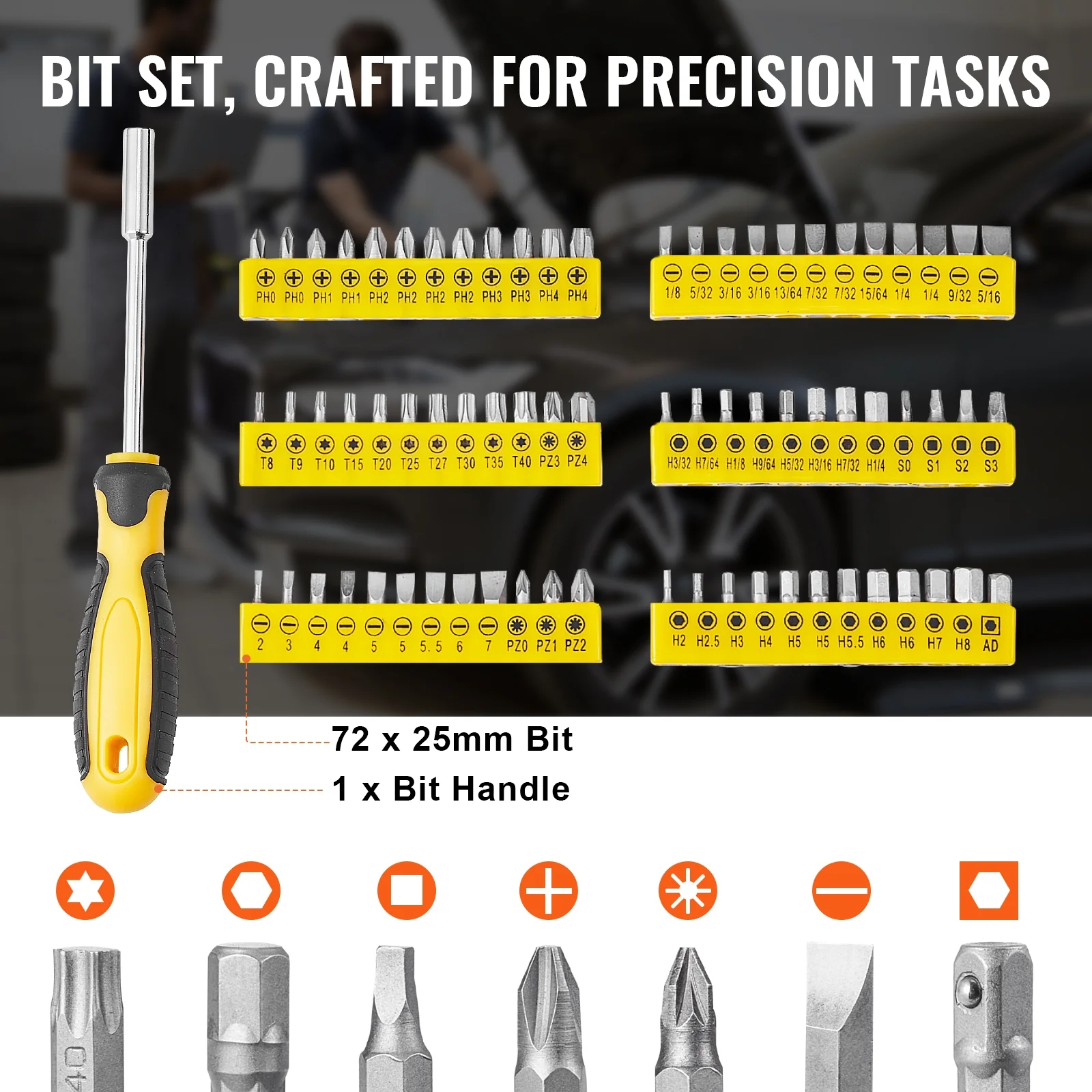 KFFKFF 207-Component Mechanics Tool Set and Socket Set, 1/4