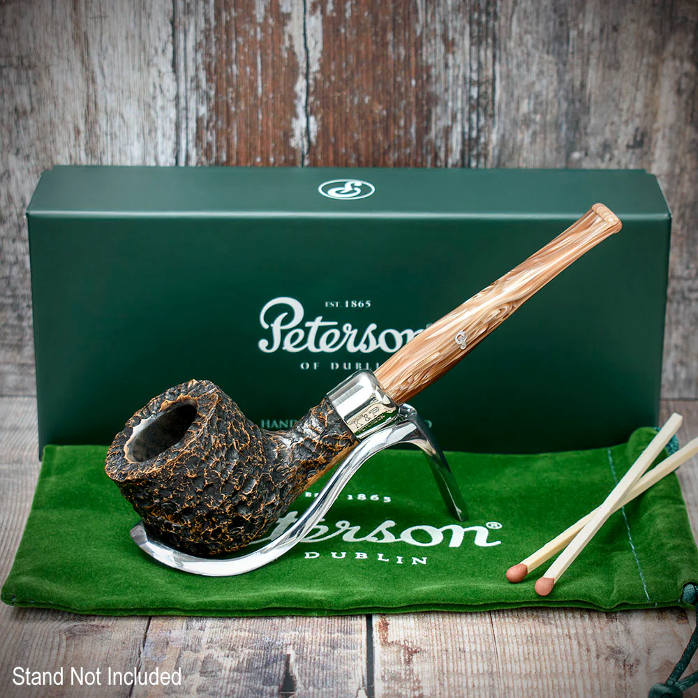 Peterson of Dublin Derry Rusticated Briar Smoking Pipe - Shape 606 - 9mm