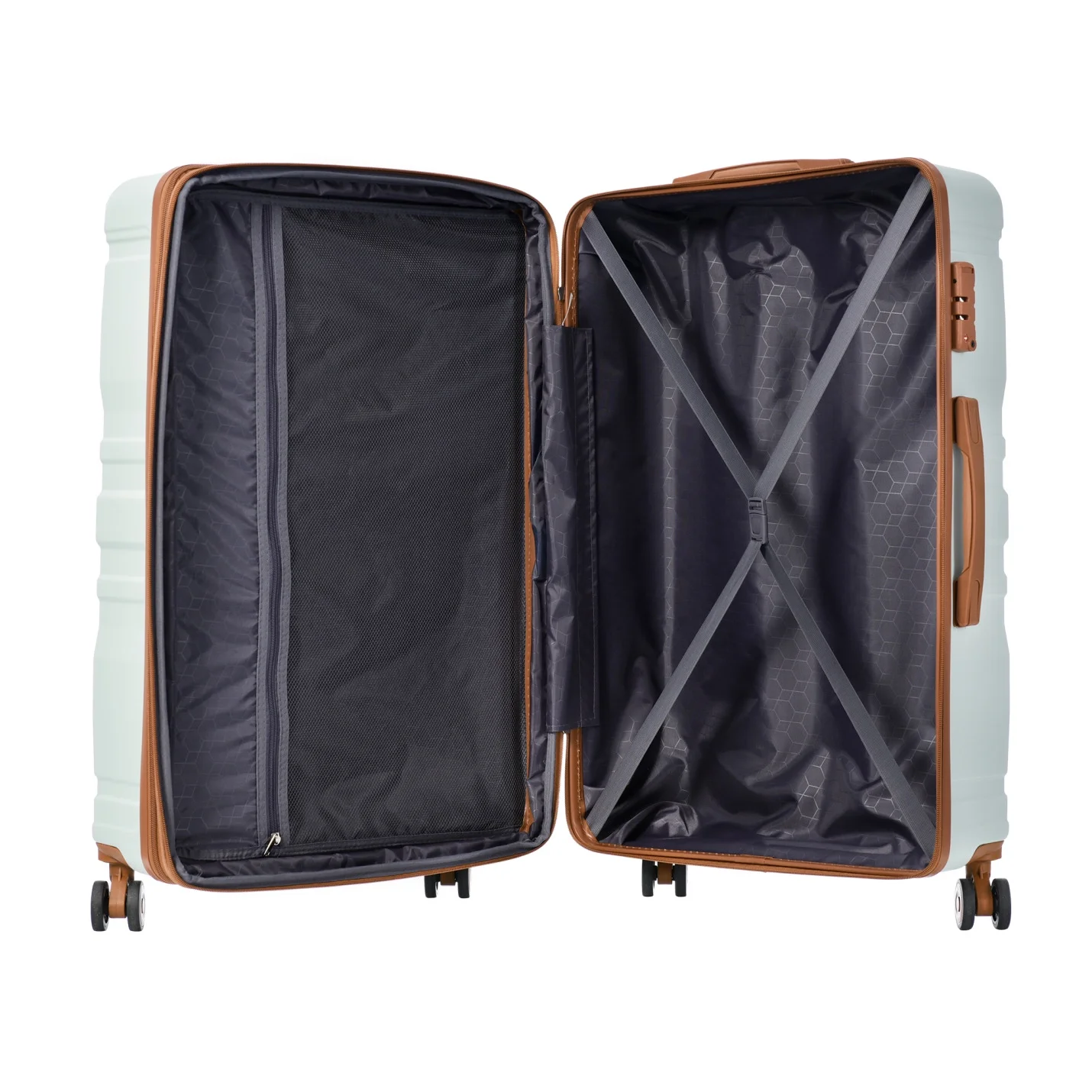 Luggage Sets New Model Expandable ABS Hardshell 3pcs Clearance Luggage Hardside Lightweight Durable Suitcase sets Spinner Wheels Suitcase with TSA Lock 20''24''28''(blue and brown)