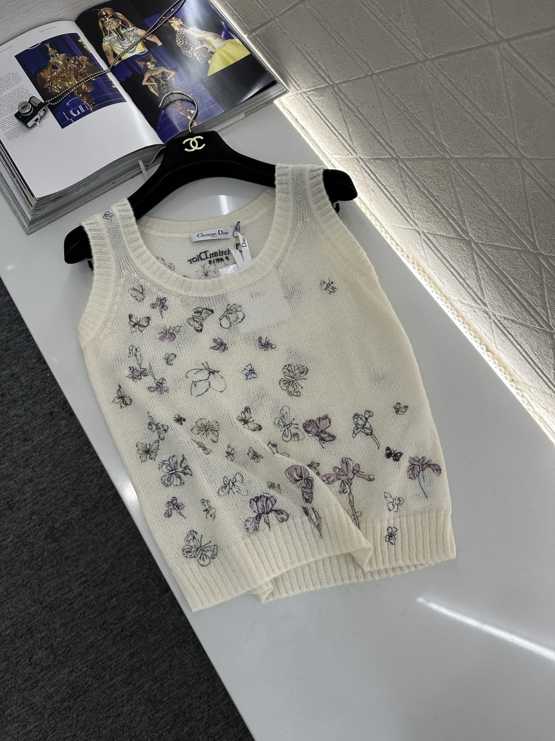 26SSButterfly Embroidered Knitted Vest