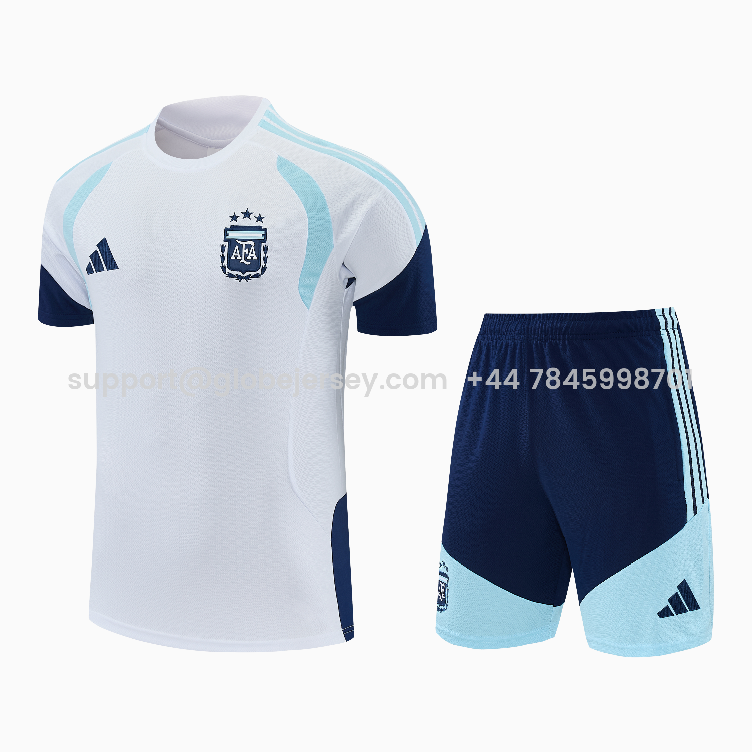 Argentina 2026 Short-Sleeve Training Set - White Top and Dark Blue Shorts