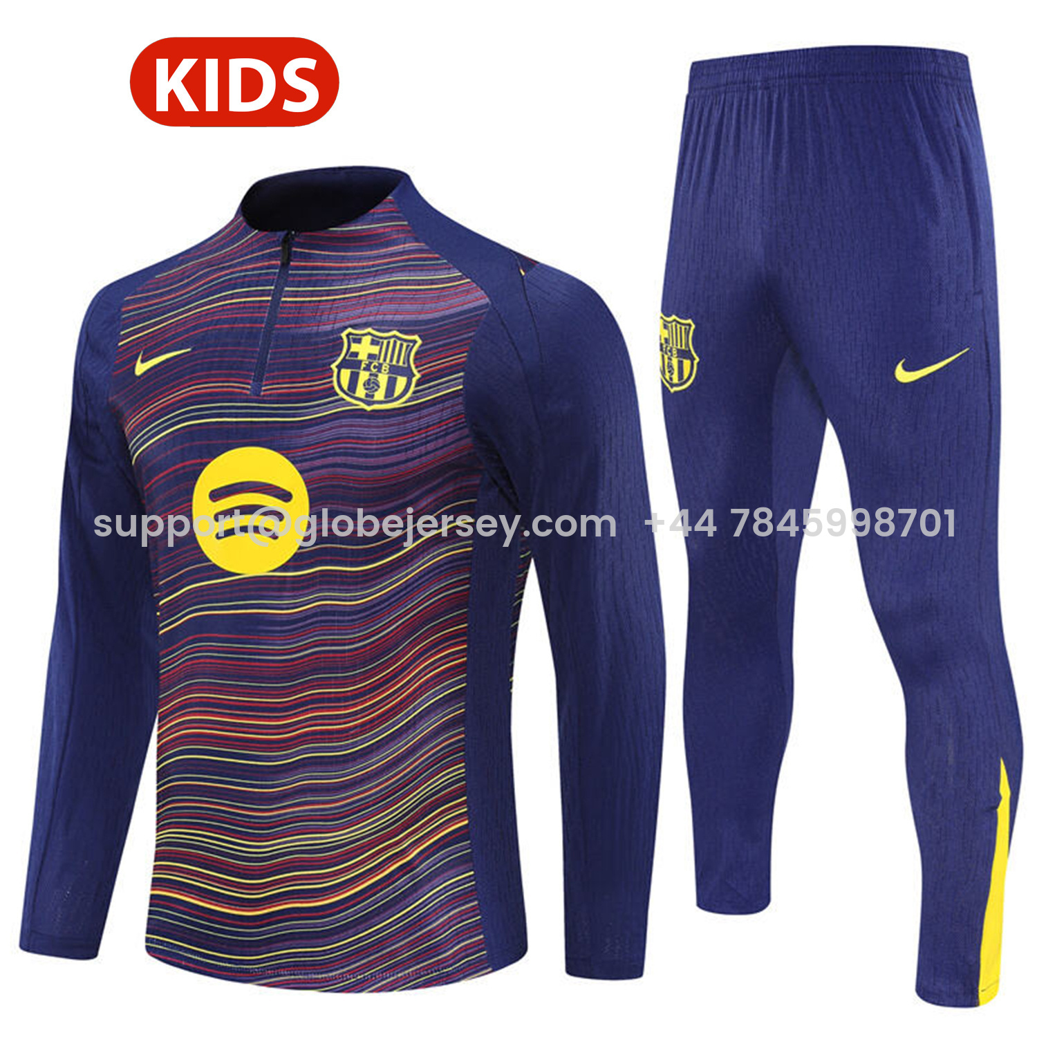 Barcelona 25-26 Kids Long Sleeve Training Set - Purple Camouflage Top & Blue Pants