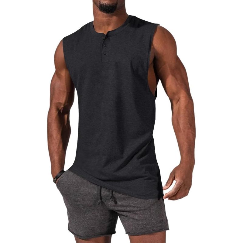 Men's Sleeveless Tank Tops Crewneck Solid Loose Fit Shirt
