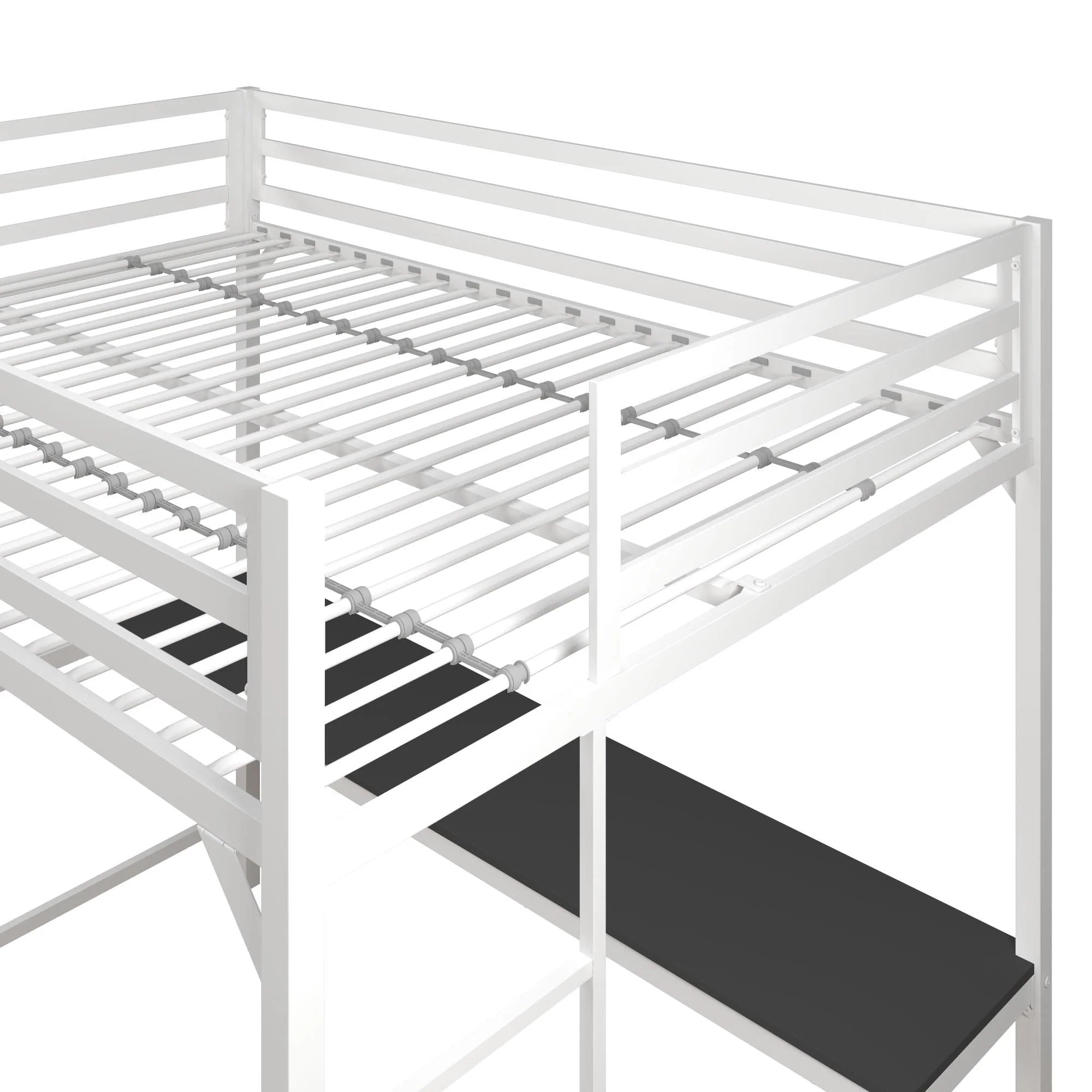 DHP Miles Metal Full Loft Bed with Desk, White
