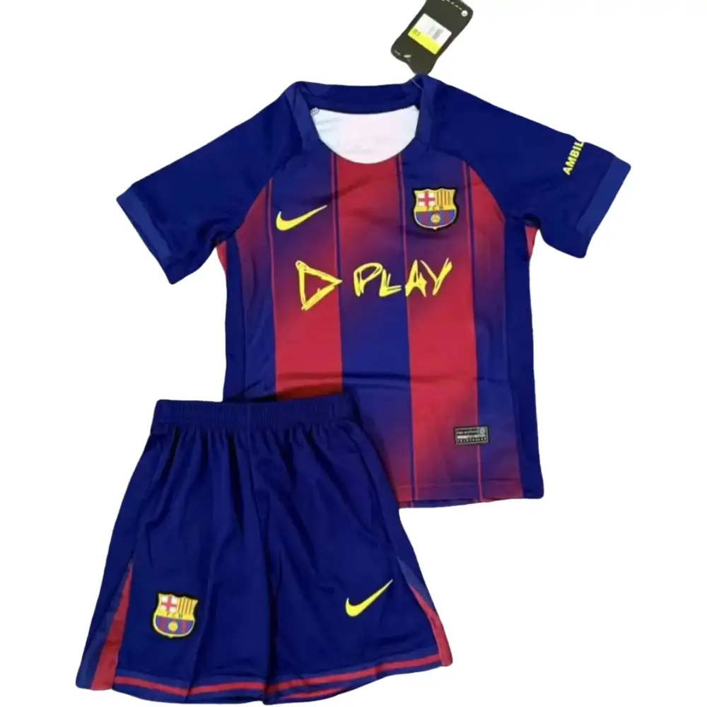 2025-26 Barcelona Home Derby Advertisement Jerseys - Children's Set Fans Edition