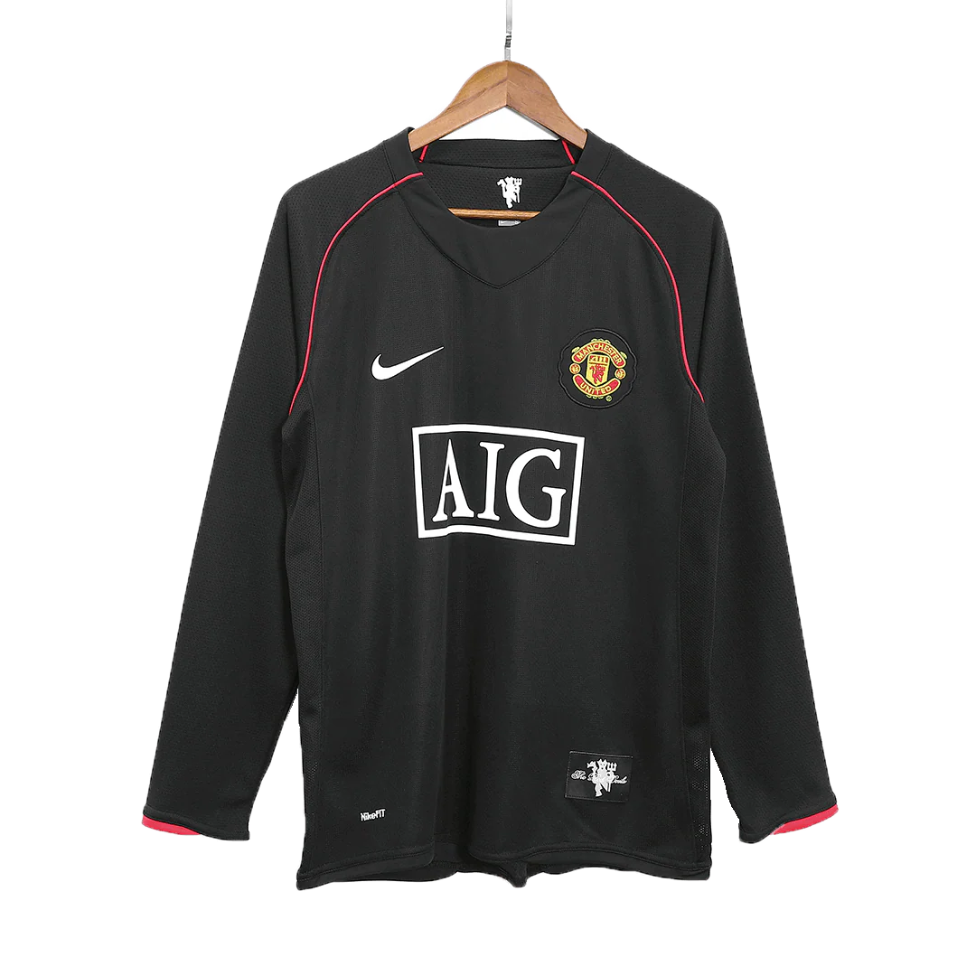 Manchester United 2007/08 Away Long Sleeve Retro Soccer Jersey