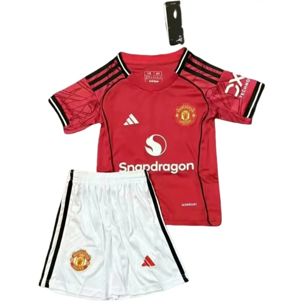 2025-26-Manchester United Home Children's Jersey Set - Fans Edition