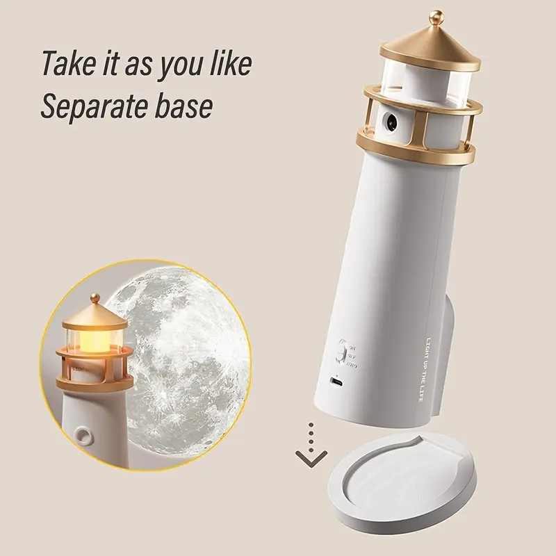 Moonlight Lighthouse Projection Light， USB Rechargeable Lighting, Bedroom Bedside Lamp