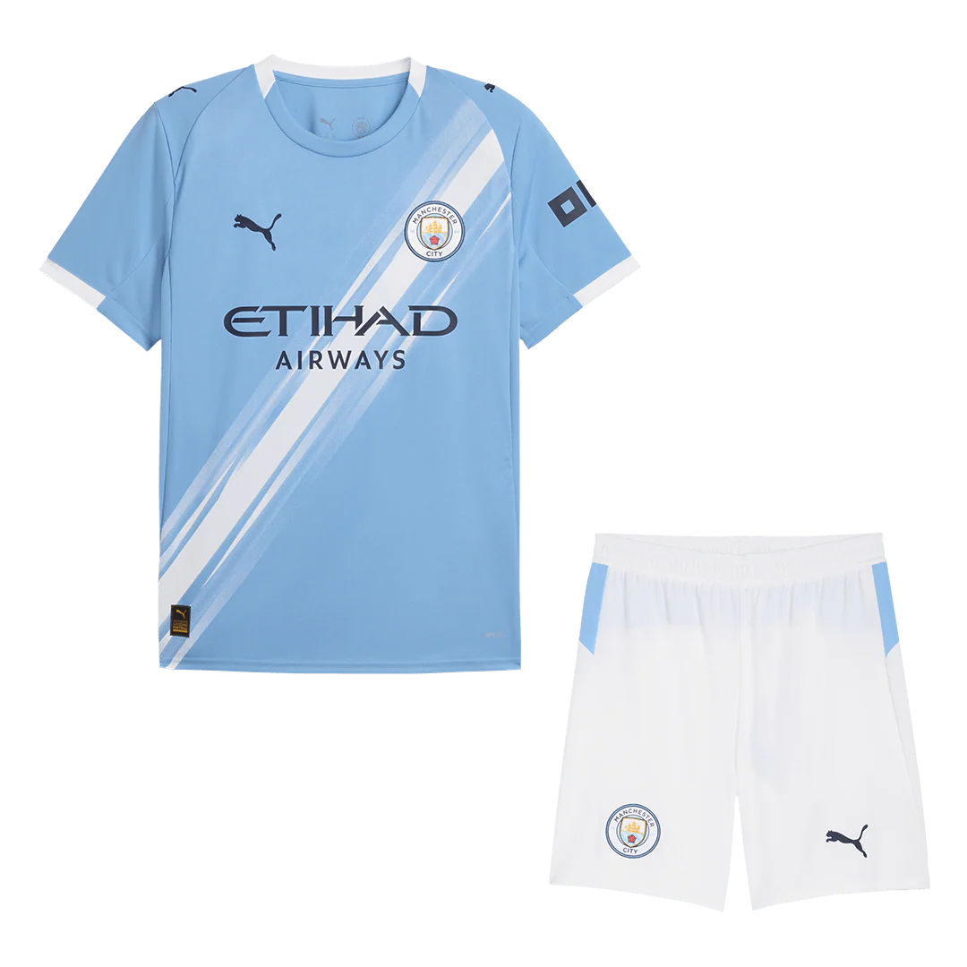 Manchester City Home Soccer Jersey Kit(Jersey+Shorts) 2025/26 Blue
