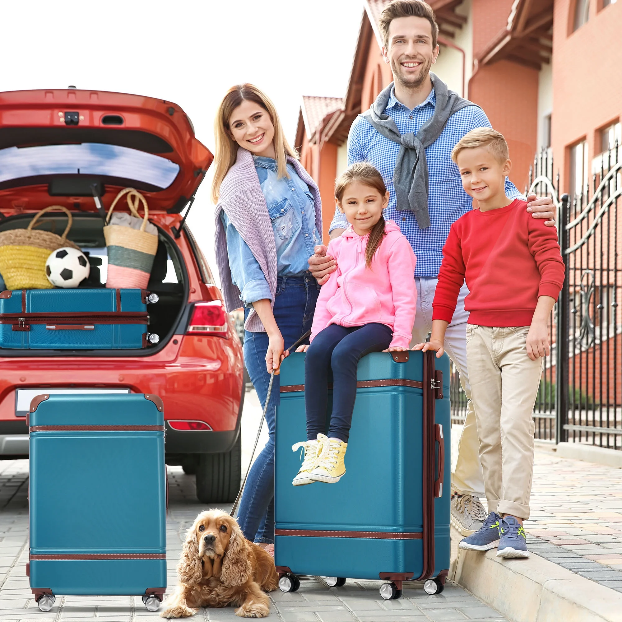 EUROCO 4-Piece Luggage Sets,Hardside Expandable Carry On Suitcase with TSA Lock,Cosmetic Case and Double Spinner Wheels,Lightweight Travel Luggage(20