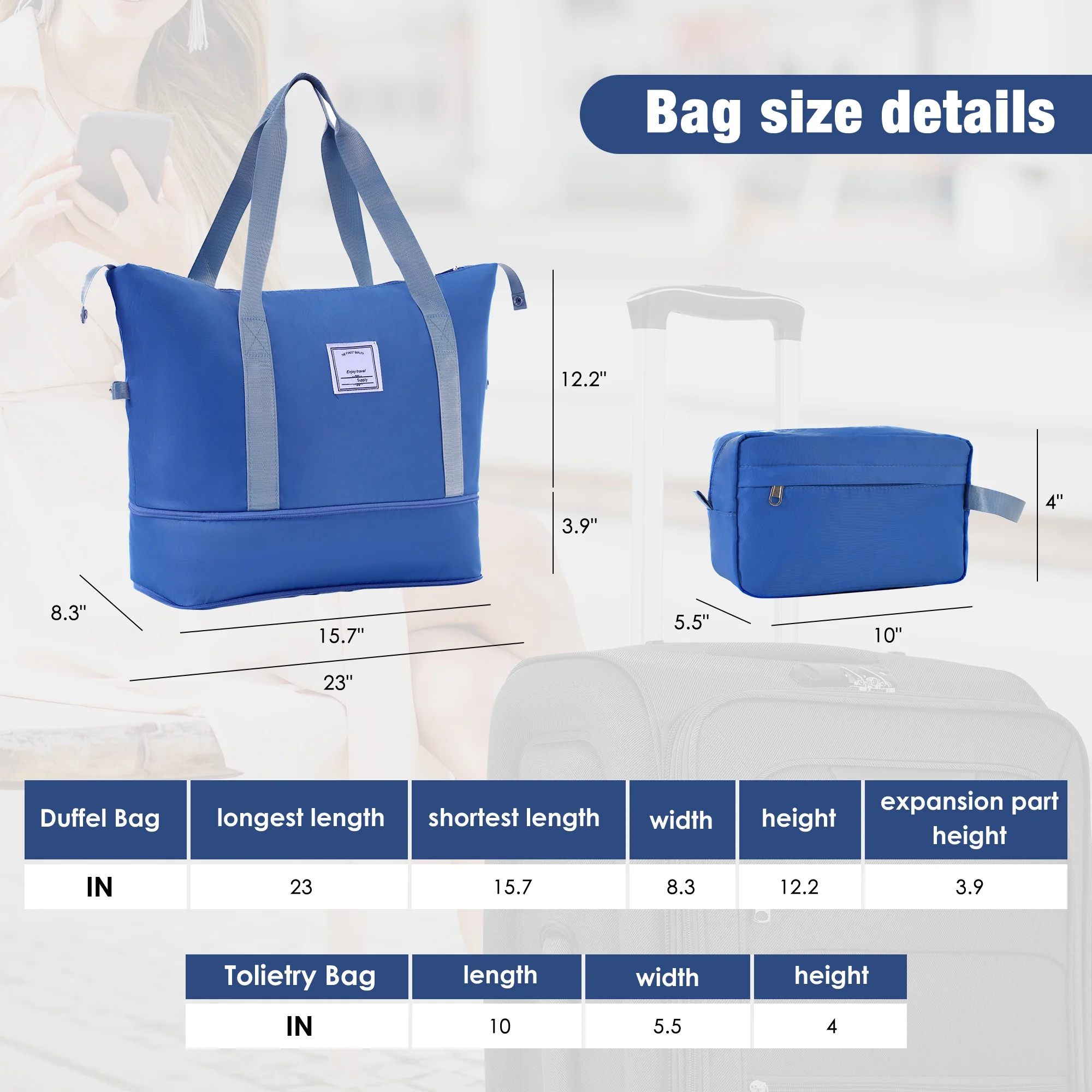 PAPROOS 3 PCS Luggage Set with Duffel Bag, Lightweight Carry on Softside Suitcases Set, 20in 24in 28in Expandable Suitcase with Spinner Wheel and TSA Lock, Softshell Luggage Travel Set, Gray