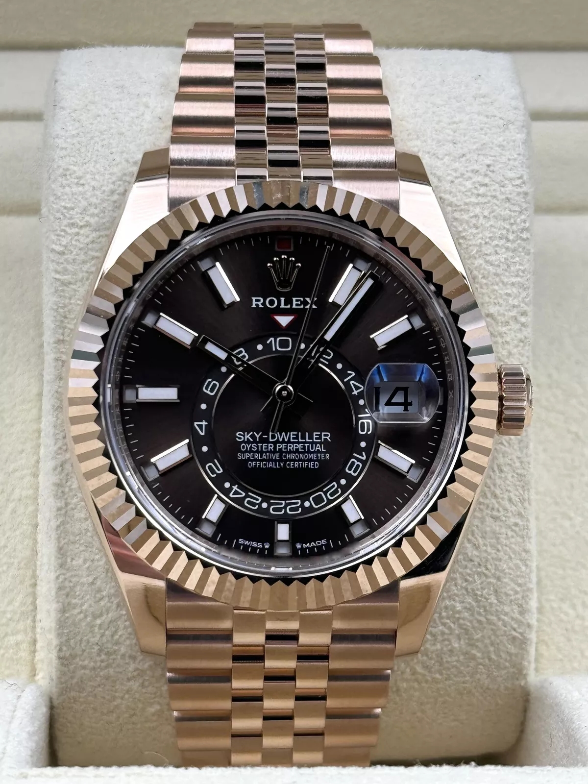 【Super Clone】RLX  Sky-Dweller 42mm Rose Gold Rhodium Dial Jubilee - 336935