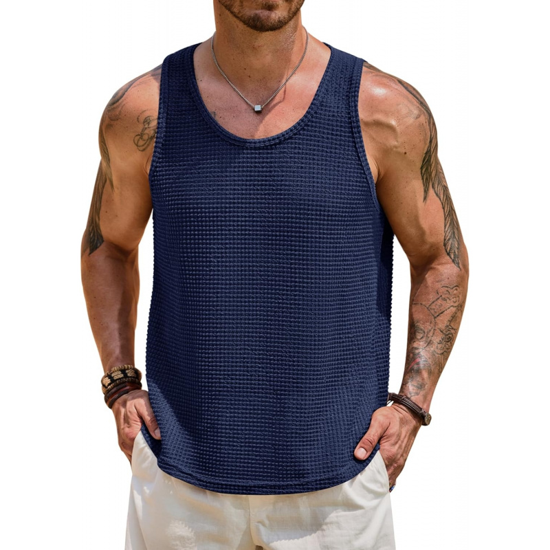 Men's Hollow Out Tank Top Vacation Summer See