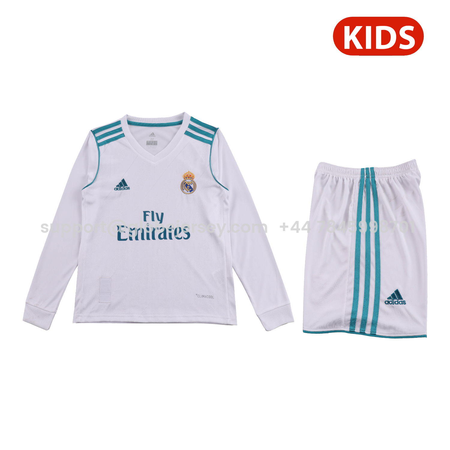 Retro Real Madrid 17-18 Home Long Sleeves Kids Kit