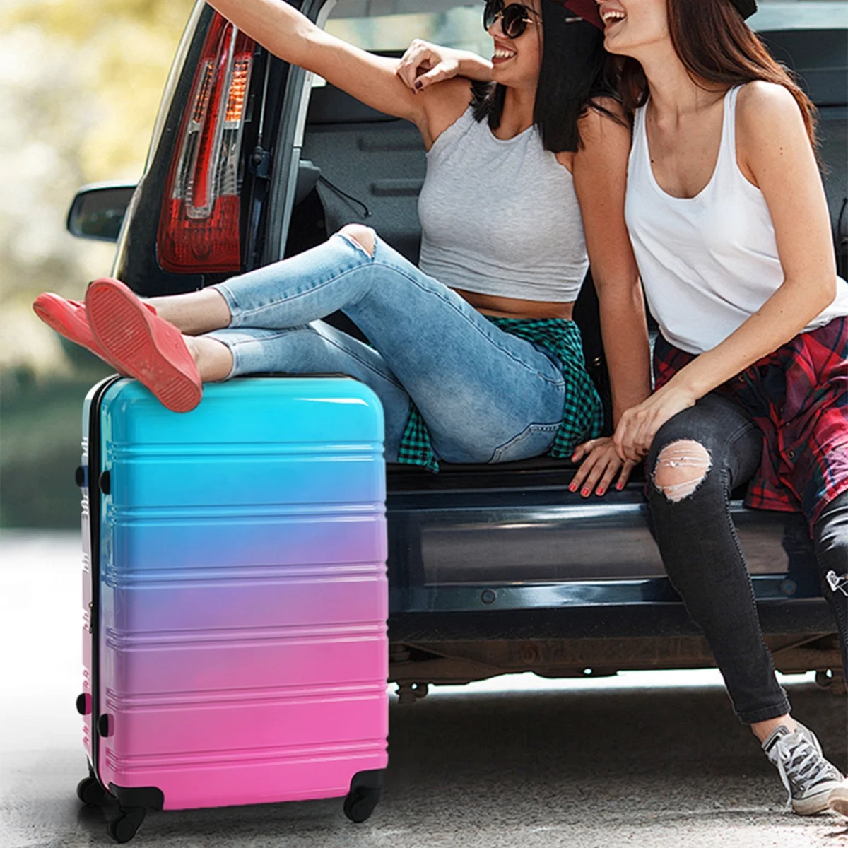 Luggage Sets 3 Piece, Hardside Expandable Ultra Durable PC Lightweight Carry On, Travel Suitcase Set with TSA Lock Spinner Wheels, Multicolor Purple