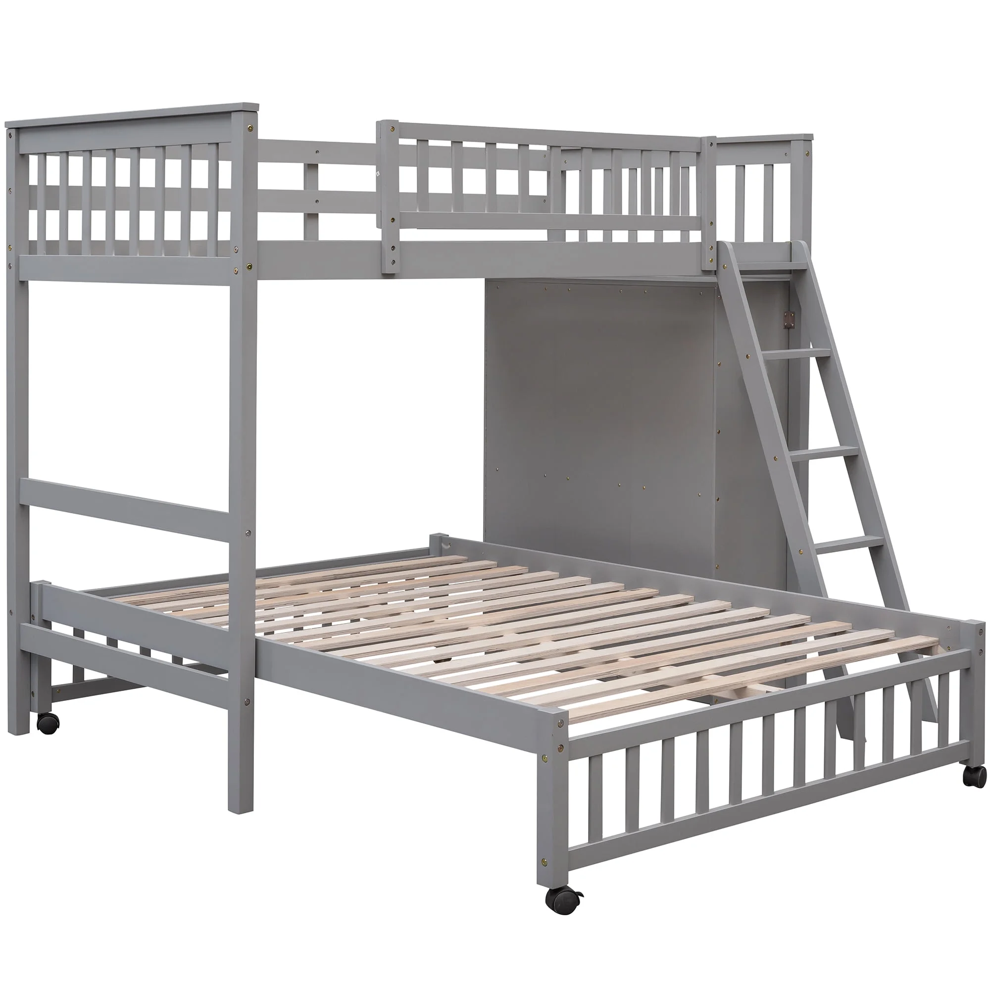 Harper & Bright Designs Full Over Twin Bunk Bed with Desk, Drawers and Shelves, L-Shaped Bunkbeds with Storage Staircase for Adults Bedroom, White