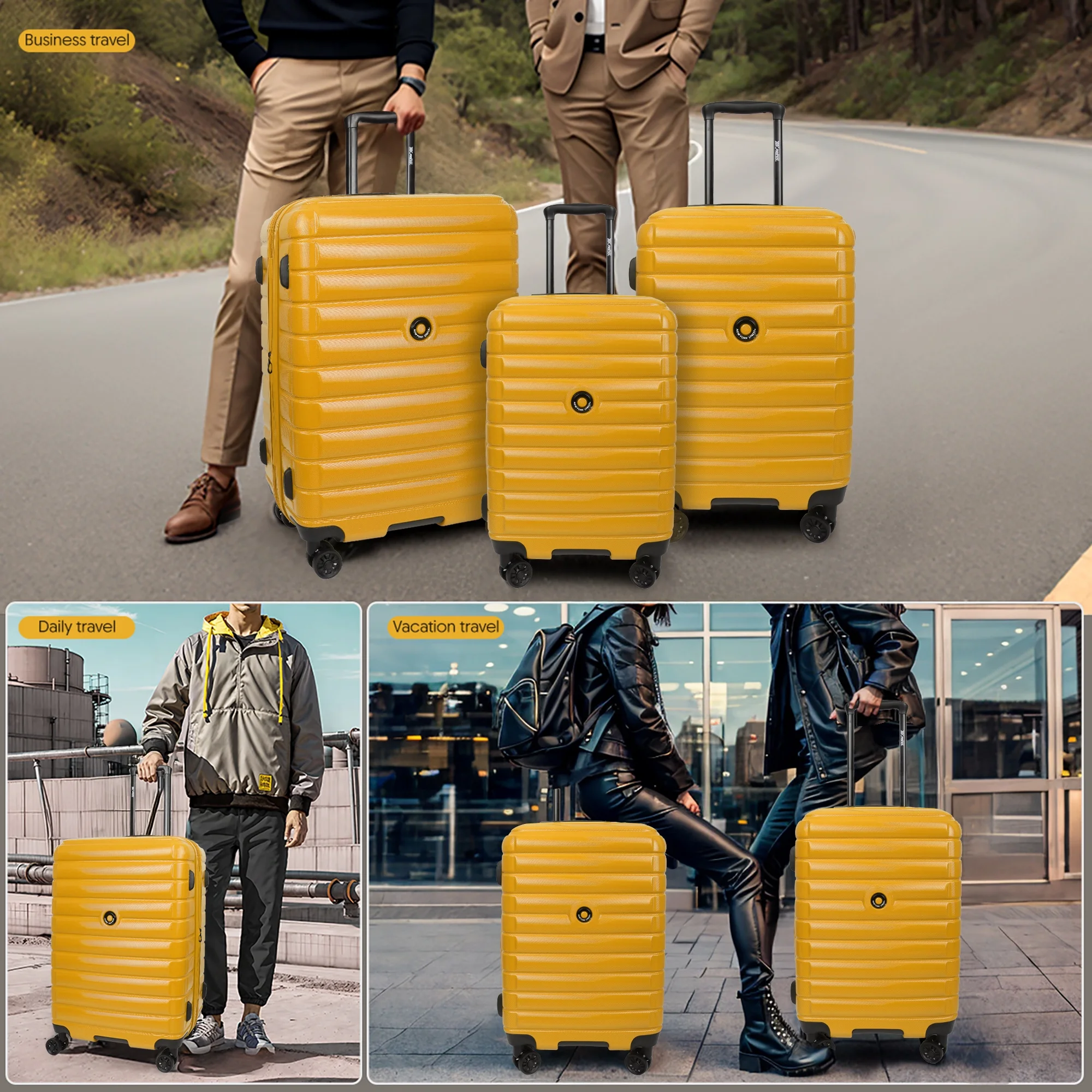 3 Piece Hardshell Luggage Set Expandable Hardside Suitcase with Spinner Wheels and TSA Lock, Lightweight Carry on and Checked Luggage 20