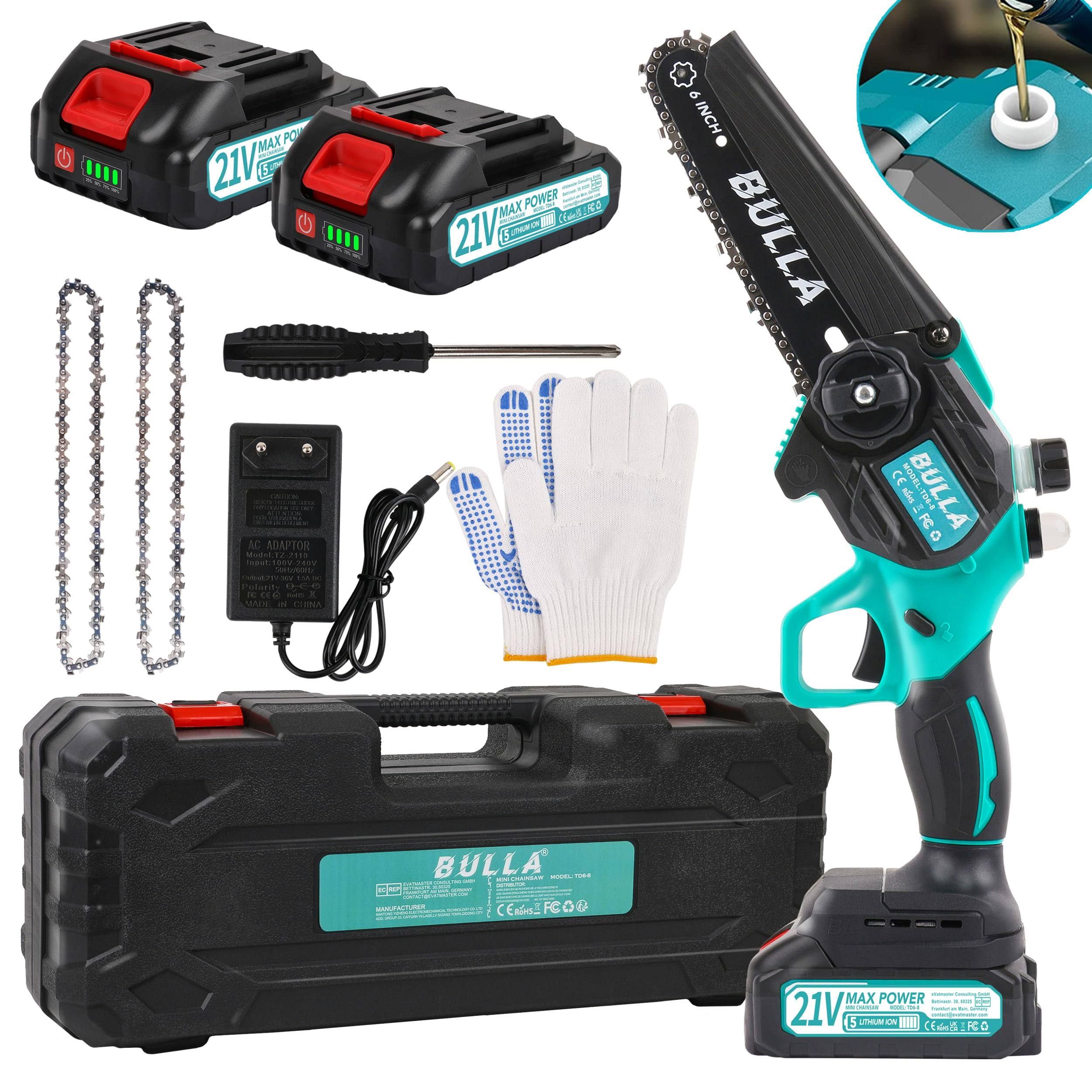 Mini Motosega a Batteria per Potatura, 6 Pollici Sega a Batteria per Potatura con Motori Brushless e con 2 Batteria 2000mAh, Sega Elettrica per